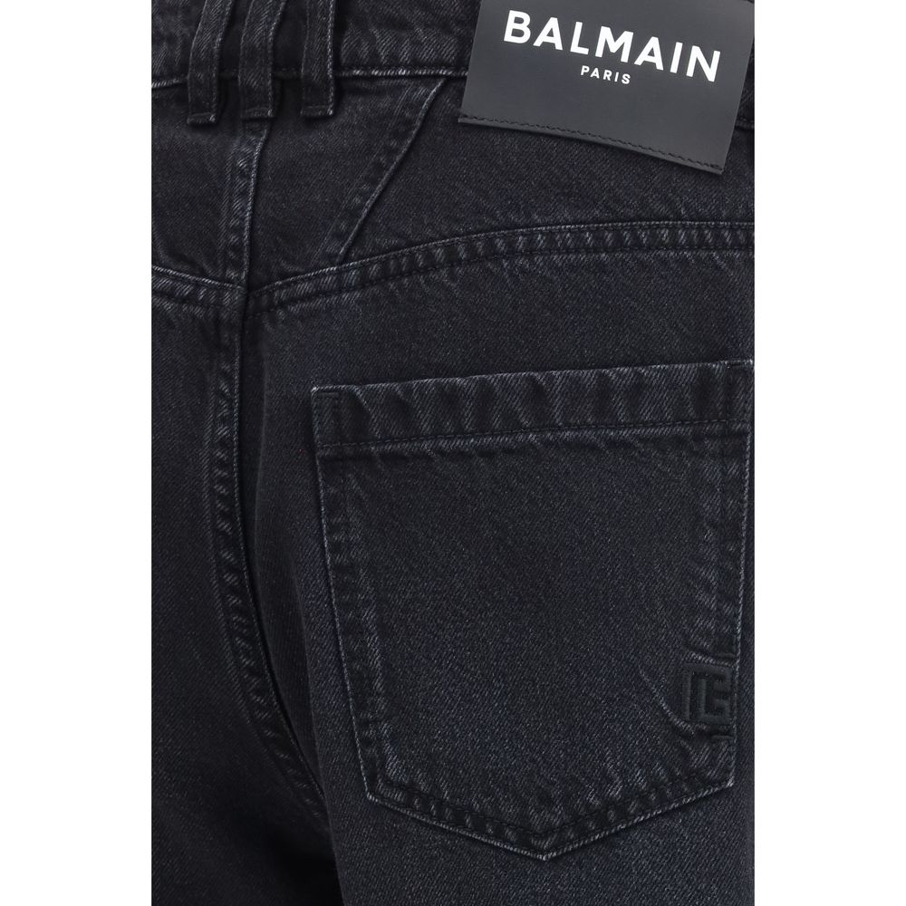 Balmain Black Cotton Straight-Leg Jeans Balmain