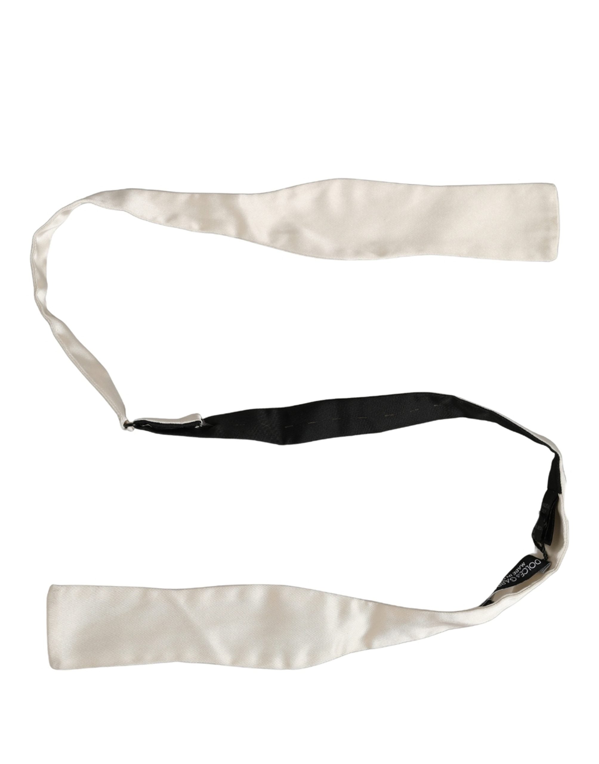 Dolce & Gabbana Men White 100% Silk Adjustable Neck Papillon Bow Tie Dolce & Gabbana