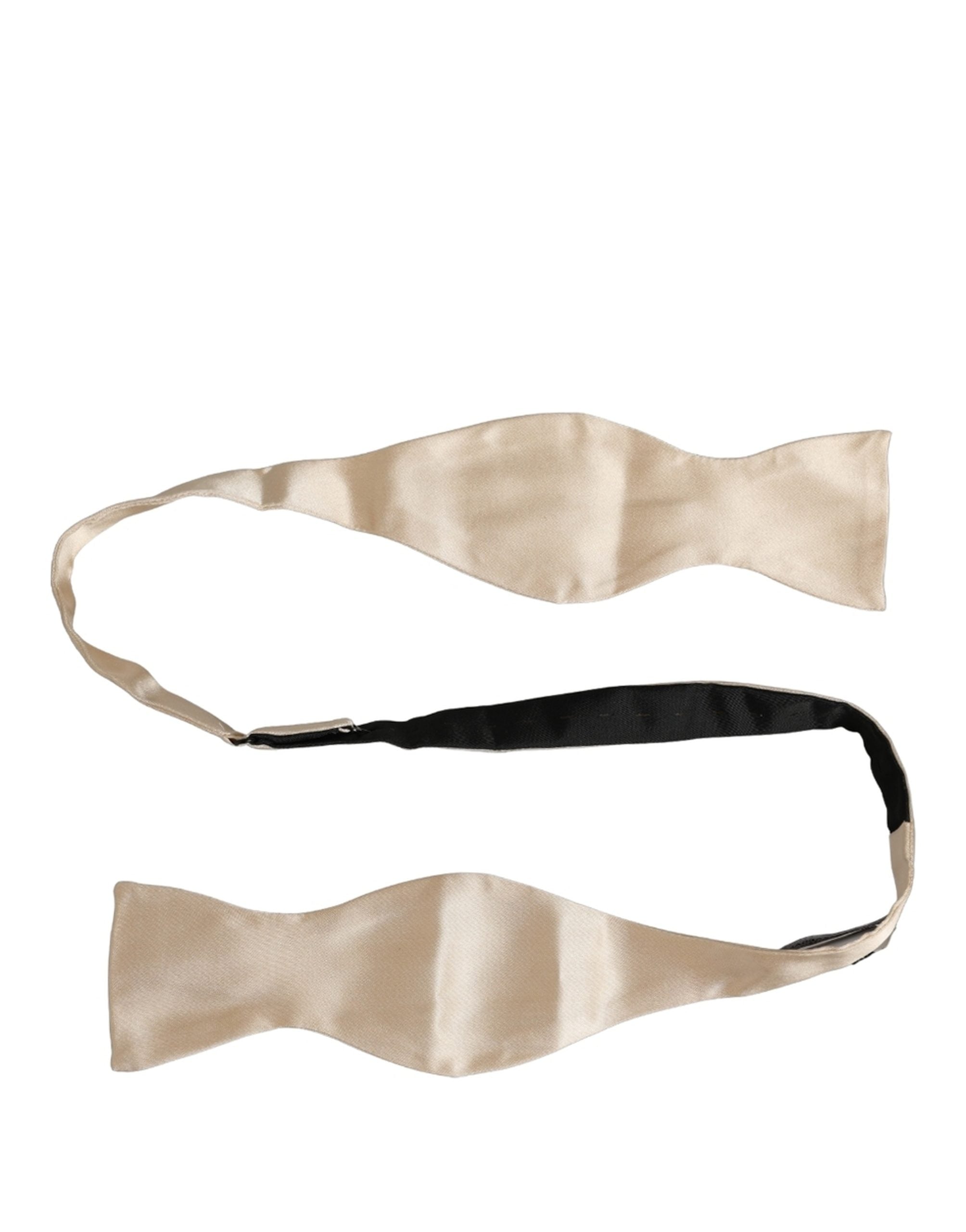 Dolce & Gabbana Men Beige 100% Silk Adjustable Neck Papillon Bow Tie Dolce & Gabbana