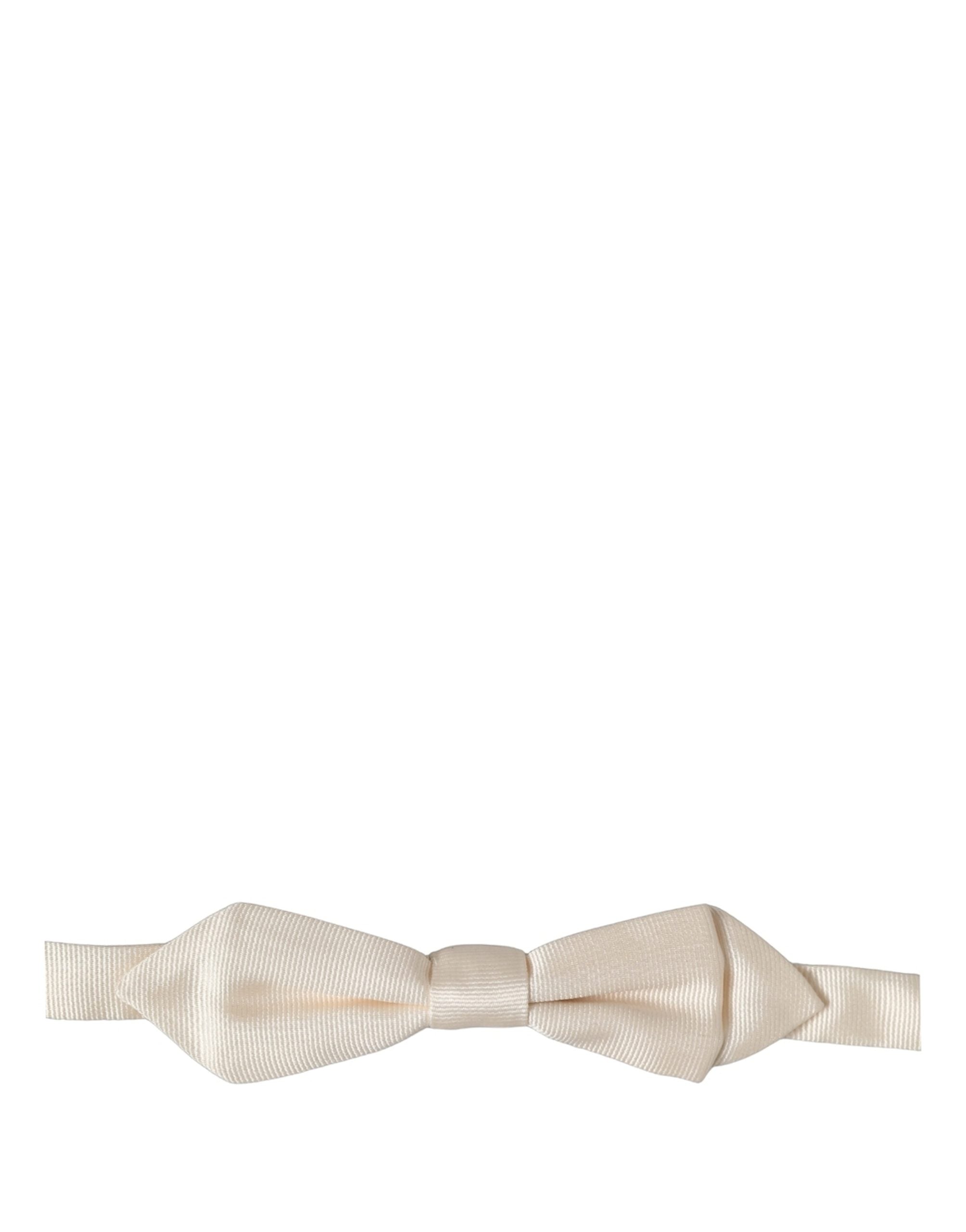 Dolce & Gabbana Men White 100% Silk Adjustable Neck Papillon Bow Tie Dolce & Gabbana