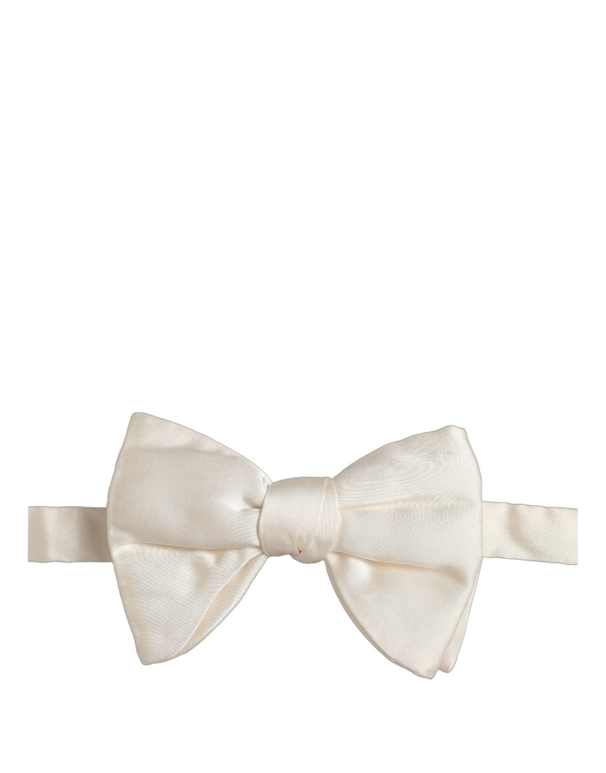 Dolce & Gabbana Men White 100% Silk Adjustable Neck Papillon Bow Tie Dolce & Gabbana