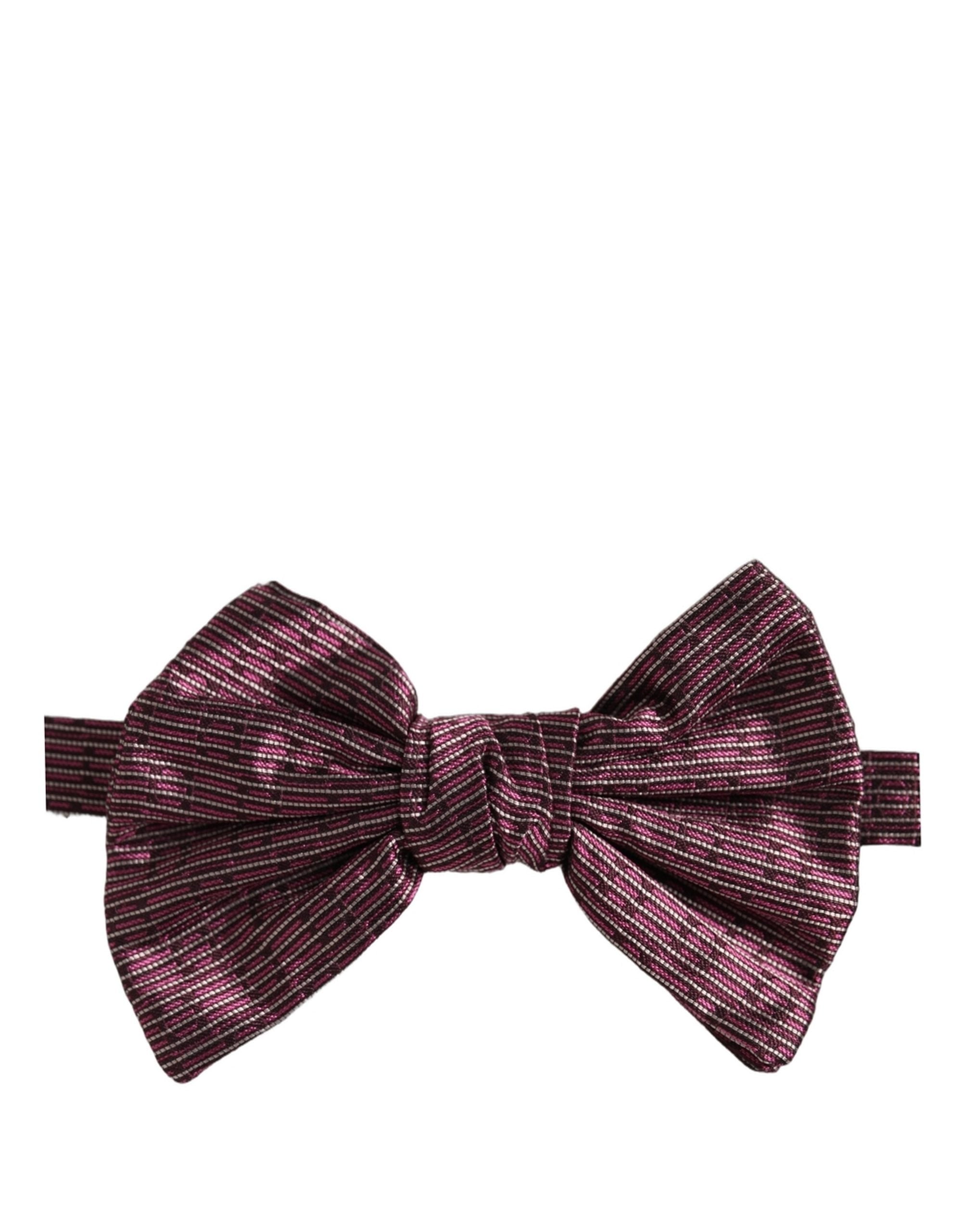 Dolce & Gabbana Men Maroon 100% Silk Adjustable Neck Papillon Bow Tie Dolce & Gabbana