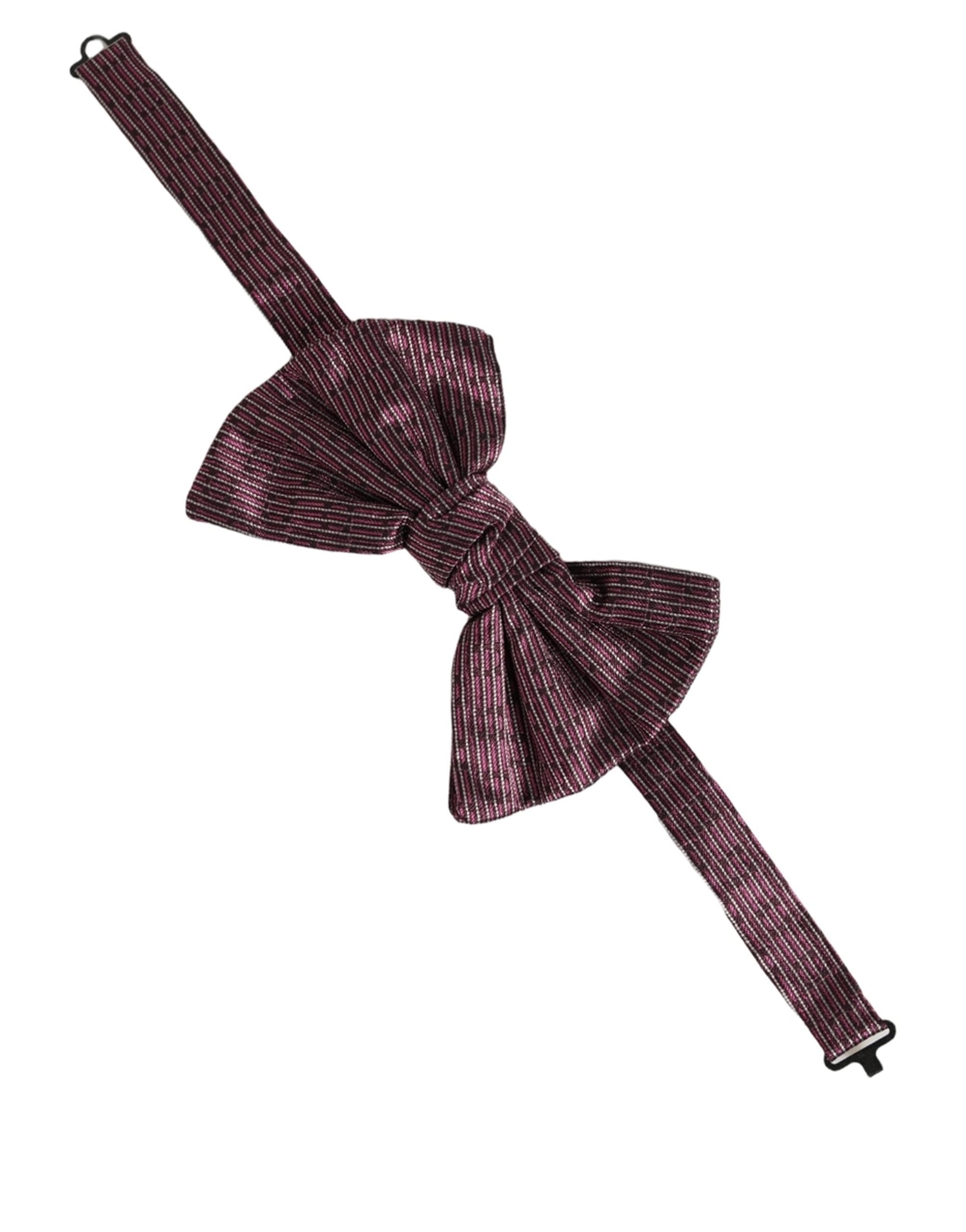 Dolce & Gabbana Men Maroon 100% Silk Adjustable Neck Papillon Bow Tie Dolce & Gabbana