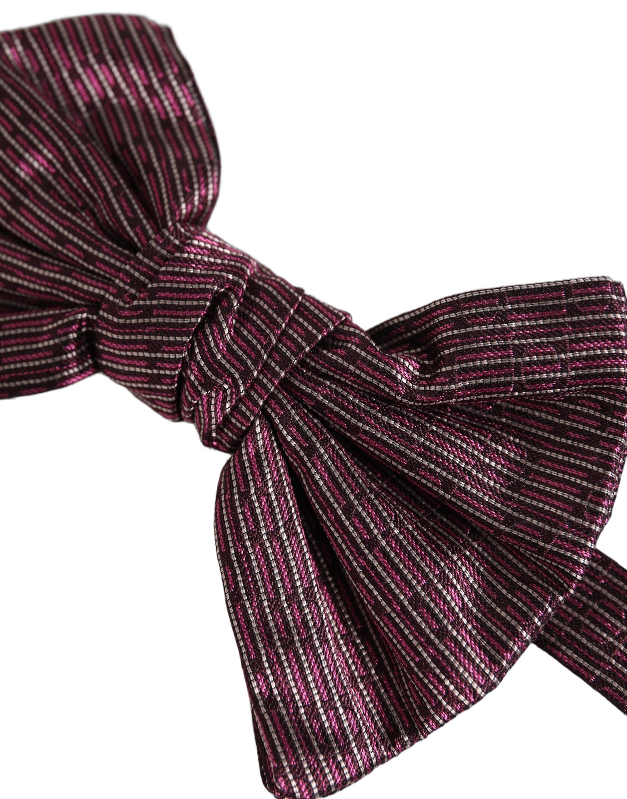 Dolce & Gabbana Men Maroon 100% Silk Adjustable Neck Papillon Bow Tie Dolce & Gabbana