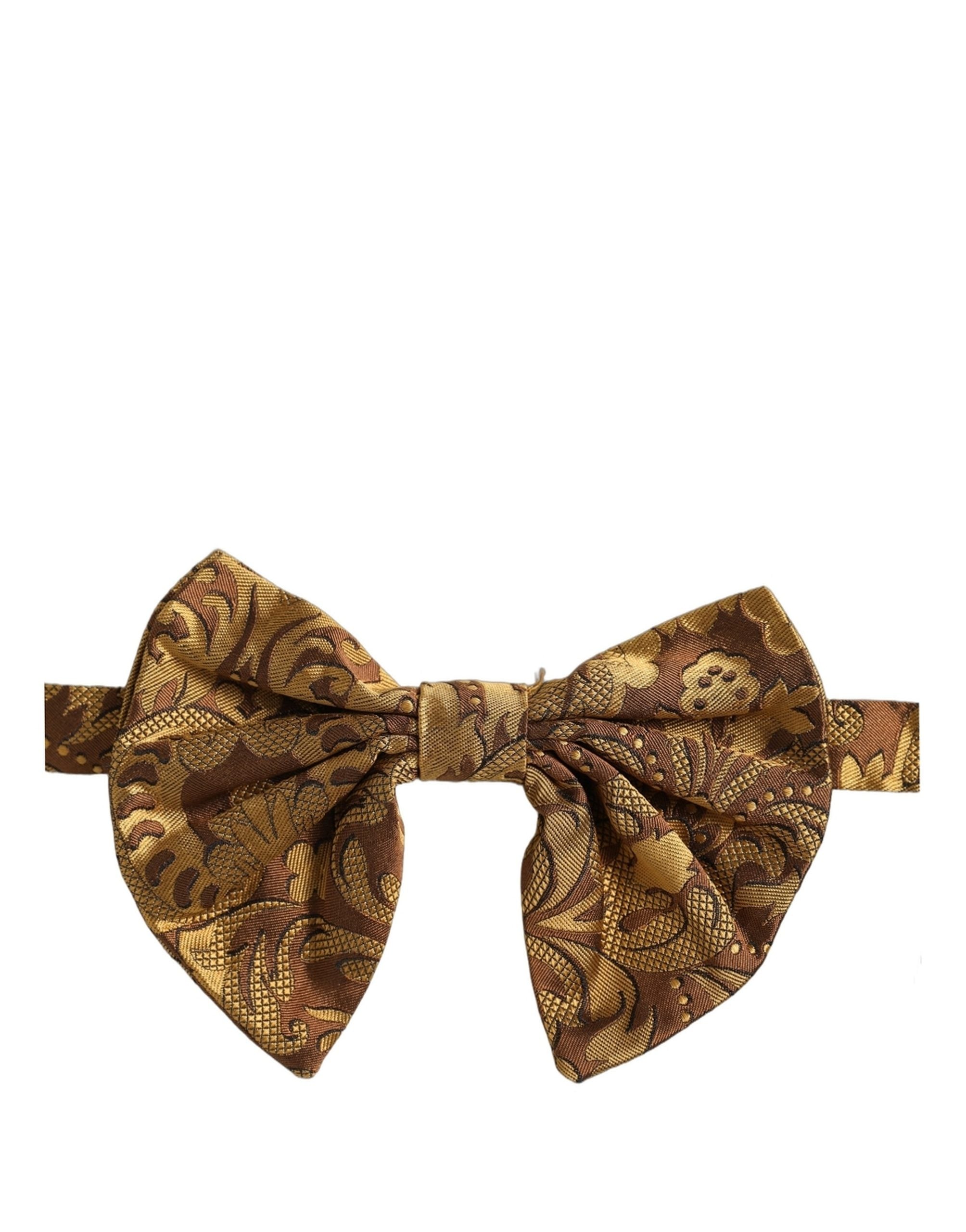 Dolce & Gabbana Men Brown Floral Silk Adjustable Neck Papillon Bow Tie Dolce & Gabbana