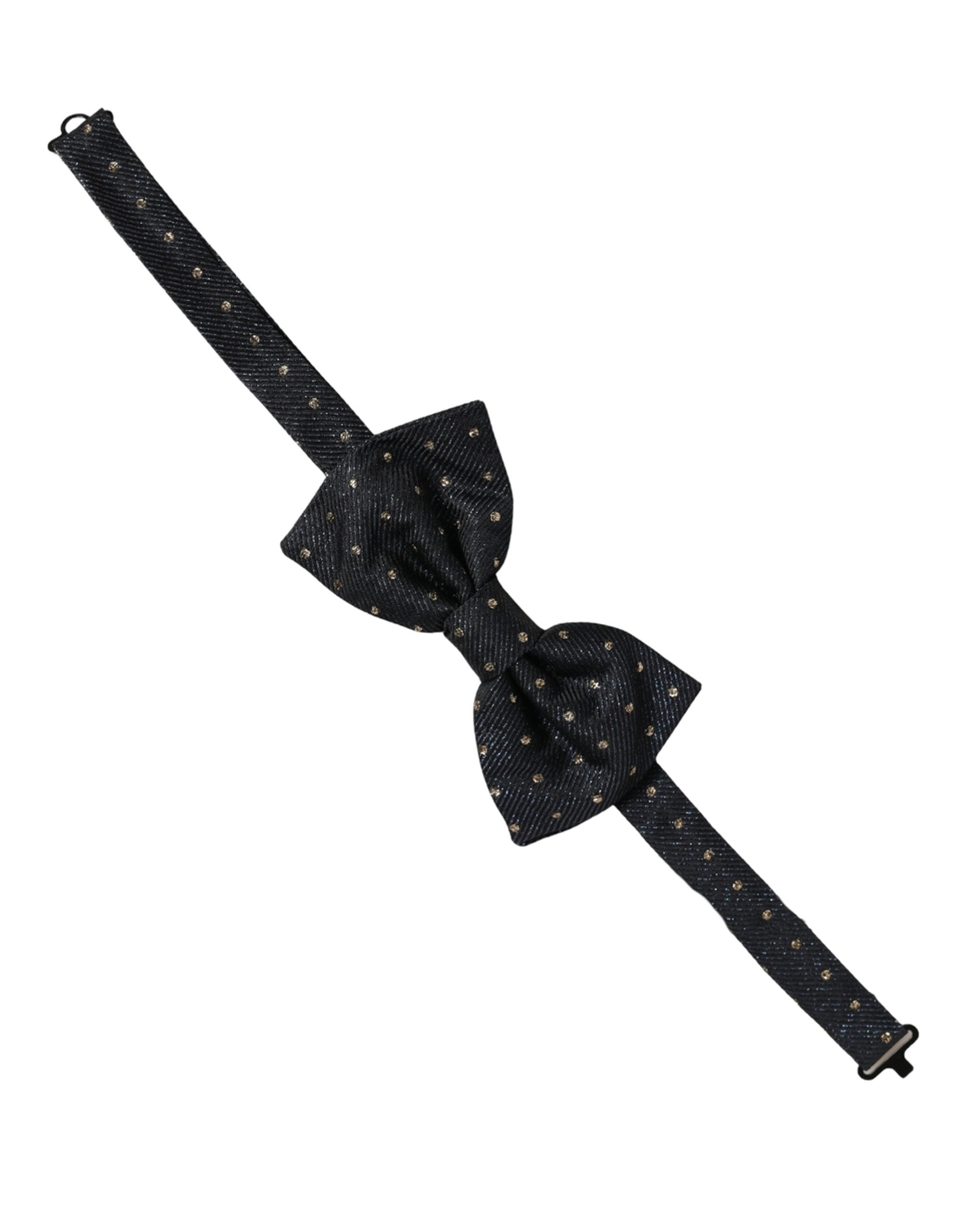 Dolce & Gabbana Men Black Polka Dot Silk Adjustable Neck Papillon Bow Tie Dolce & Gabbana