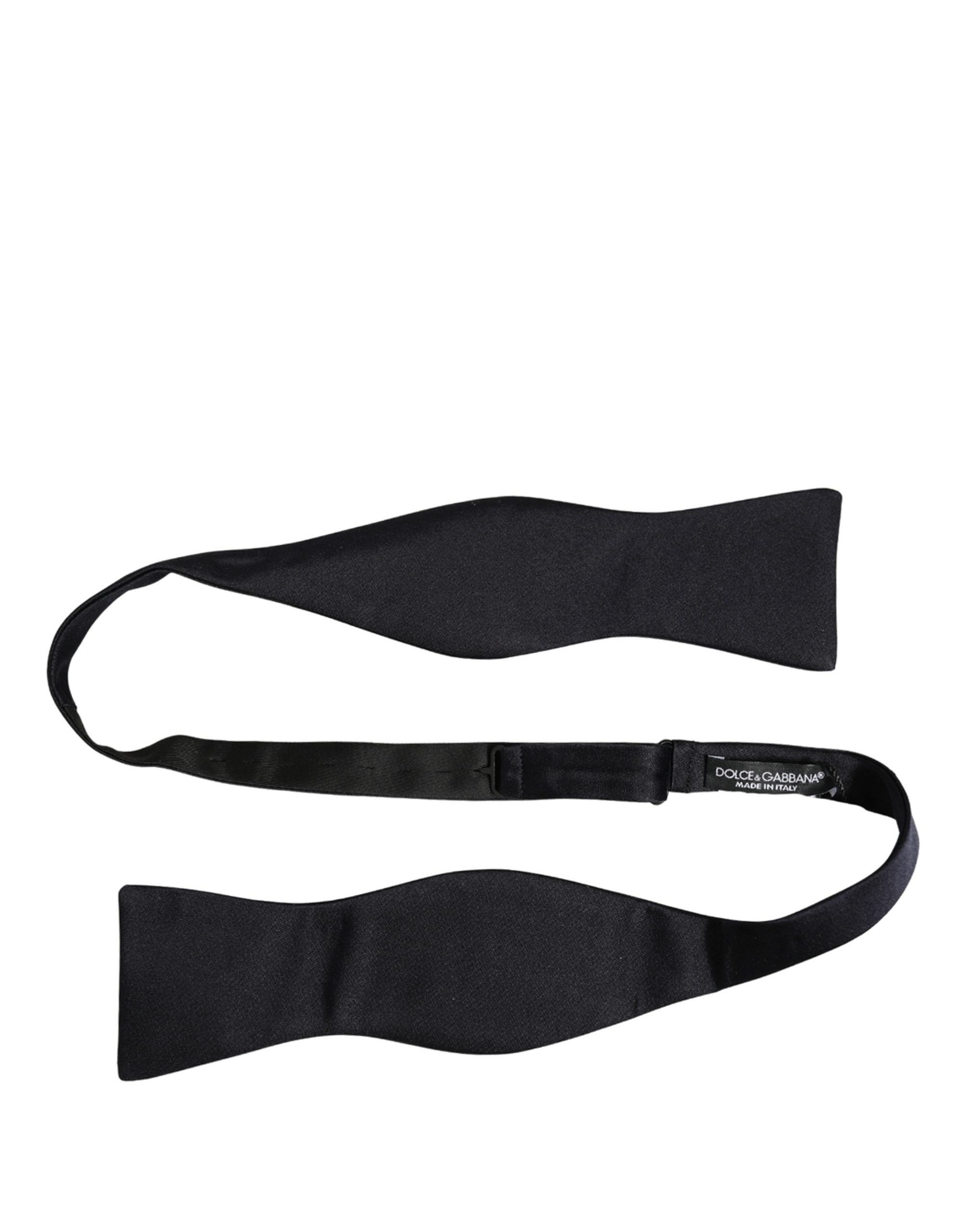Dolce & Gabbana Men Black 100% Silk Adjustable Neck Papillon Bow Tie Dolce & Gabbana