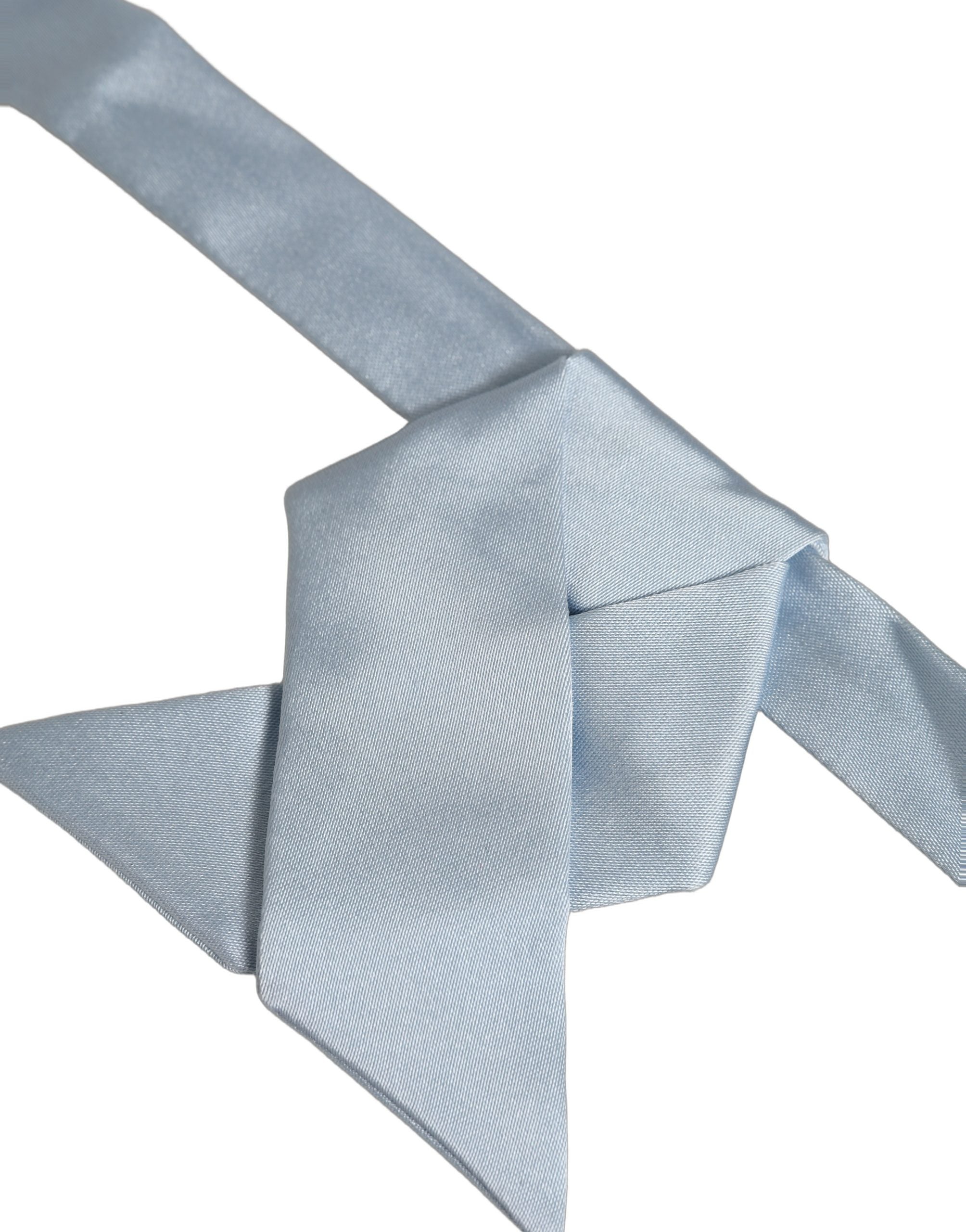 Dolce & Gabbana Men Light Blue SIlk Adjustable Neck Papillon Bow Tie Dolce & Gabbana