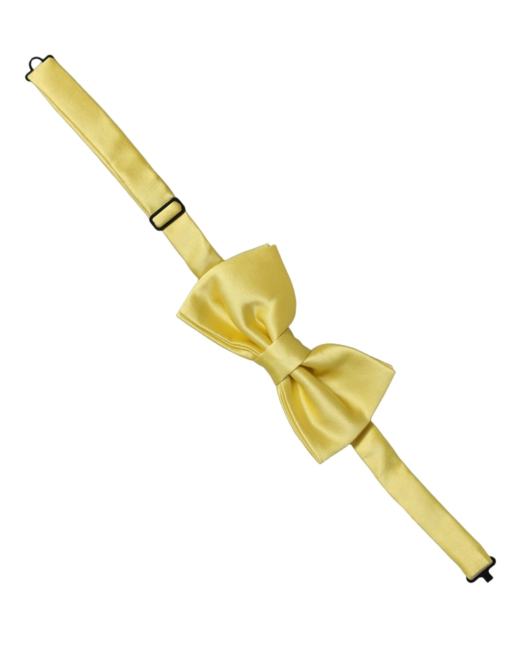 Dolce & Gabbana Men Yellow 100% Silk Adjustable Neck Papillon Bow Tie Dolce & Gabbana