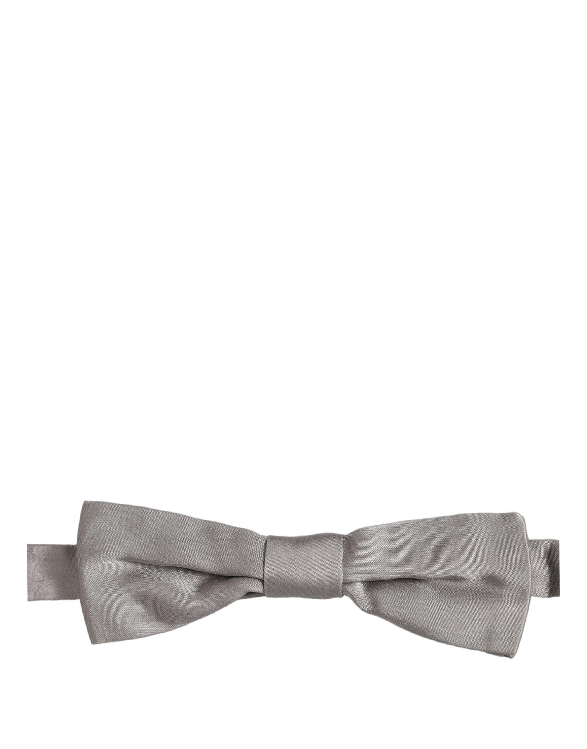 Dolce & Gabbana Men Gray 100% Silk Adjustable Neck Papillon Bow Tie Dolce & Gabbana