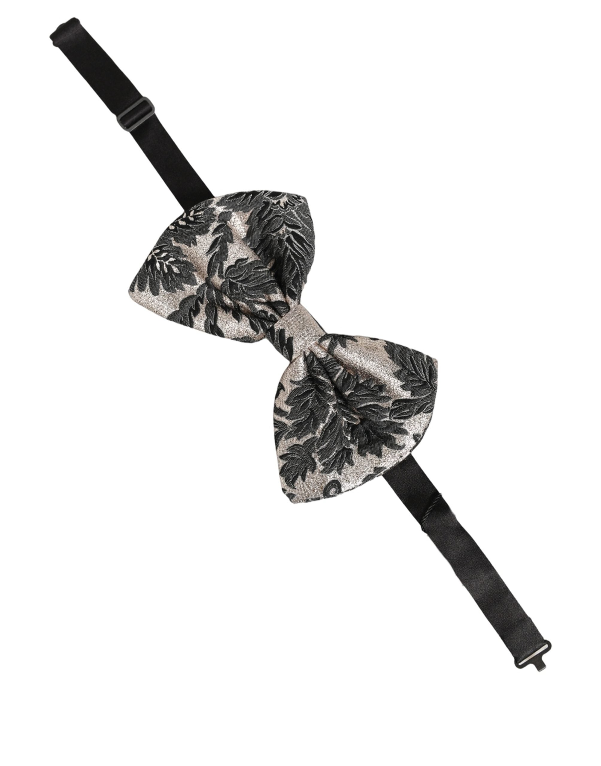 Dolce & Gabbana Men Black Silver Floral Adjustable Neck Papillon Bow Tie Dolce & Gabbana
