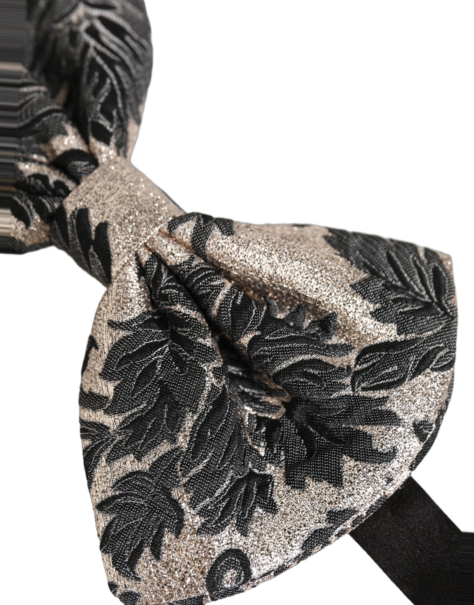 Dolce & Gabbana Men Black Silver Floral Adjustable Neck Papillon Bow Tie Dolce & Gabbana