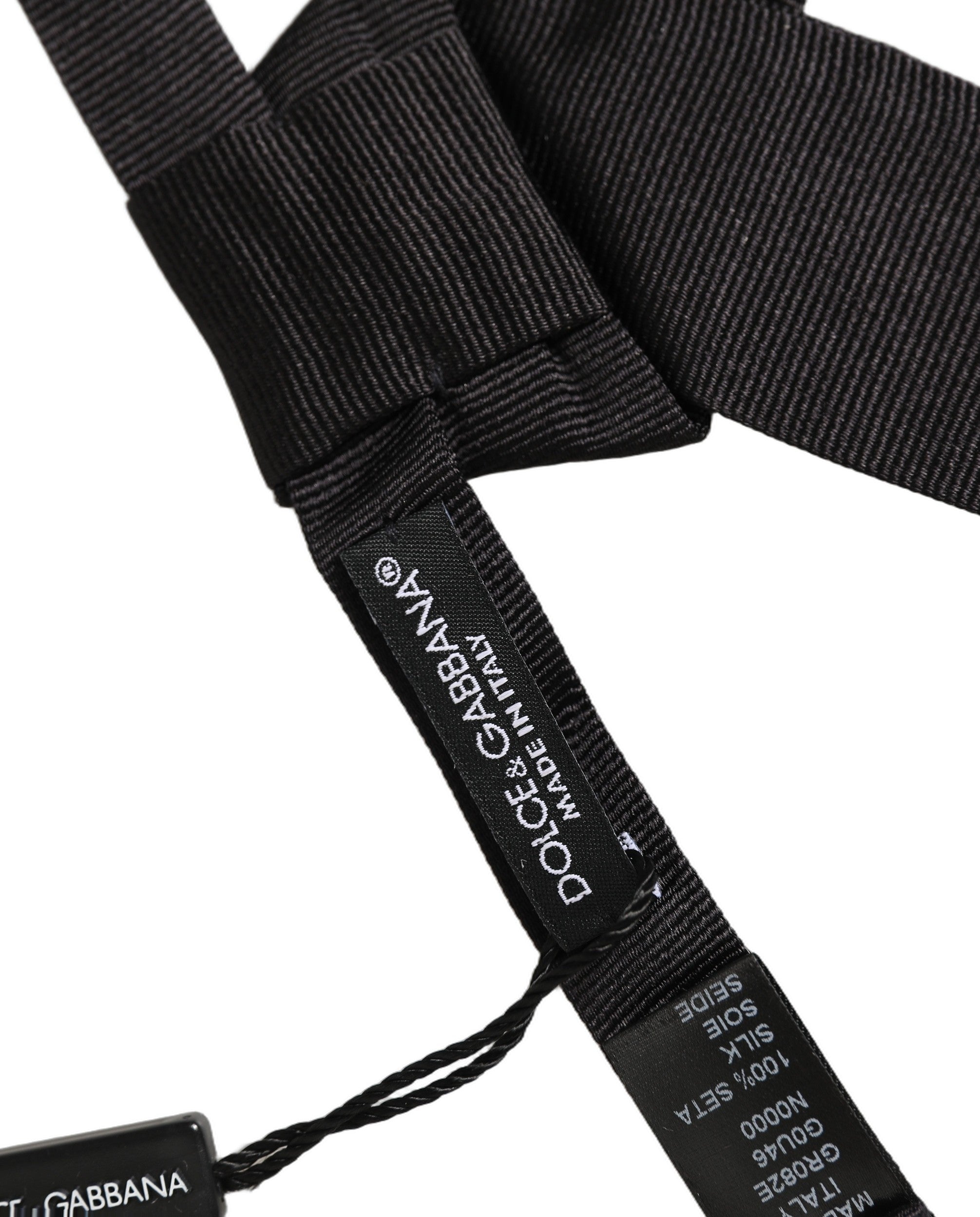 Dolce & Gabbana Men Black 100% SIlk Adjustable Neck Papillon Bow Tie Dolce & Gabbana