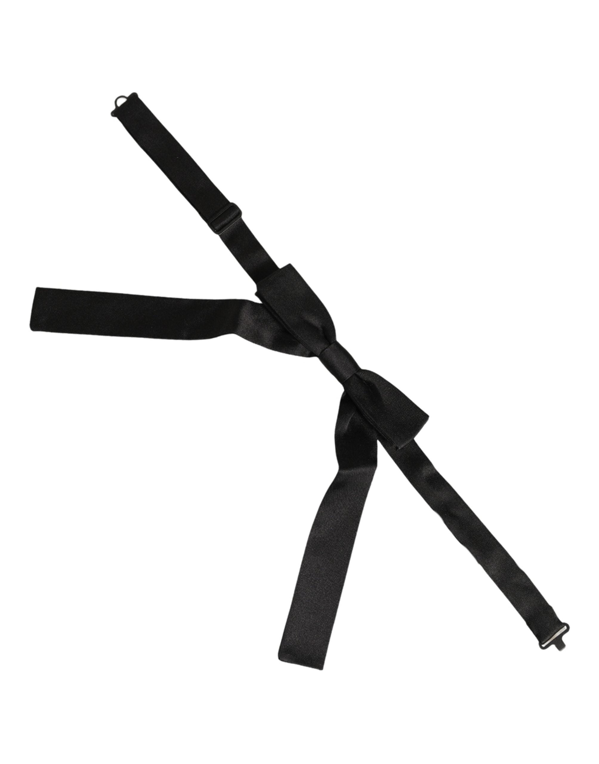 Dolce & Gabbana Men Black 100% SIlk Adjustable Neck Papillon Bow Tie Dolce & Gabbana