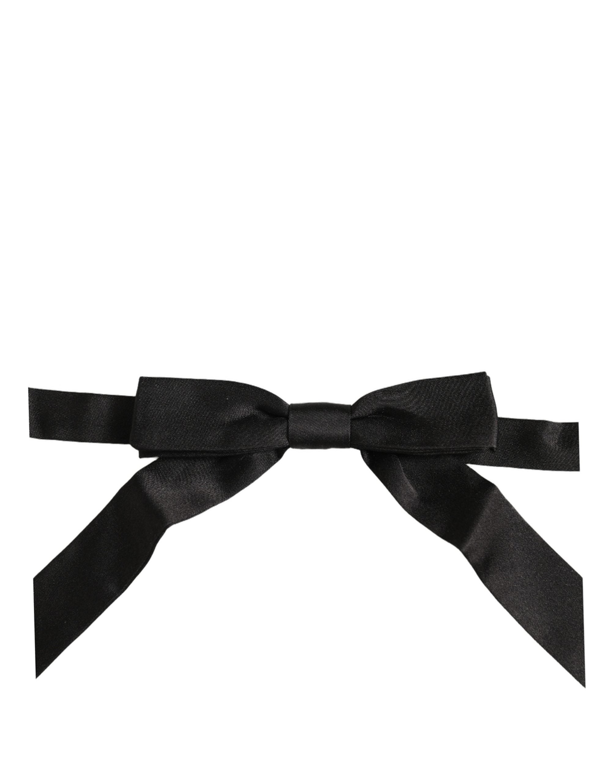 Dolce & Gabbana Men Black 100% SIlk Adjustable Neck Papillon Bow Tie Dolce & Gabbana