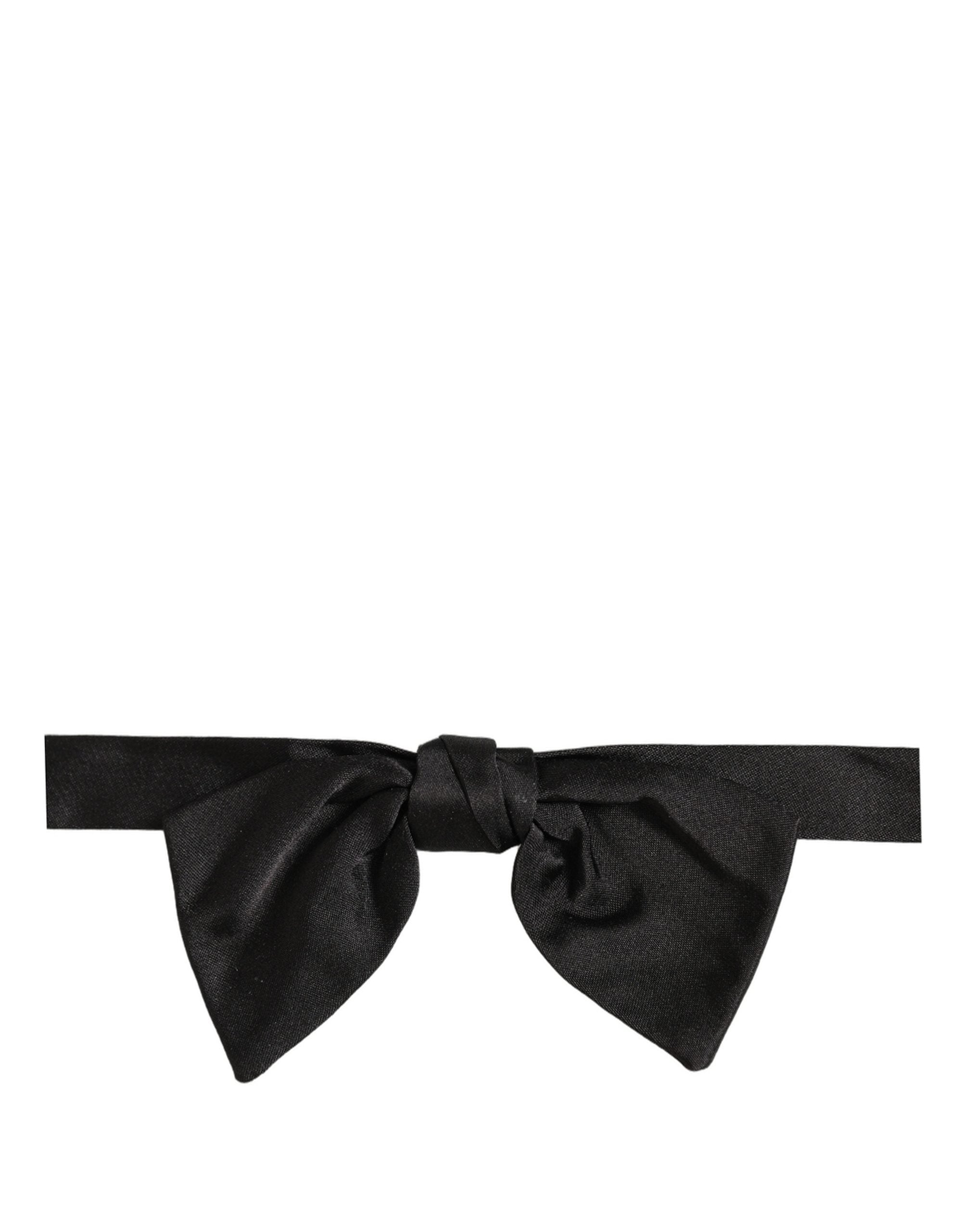 Dolce & Gabbana Men Black 100% SIlk Adjustable Neck Papillon Bow Tie Dolce & Gabbana