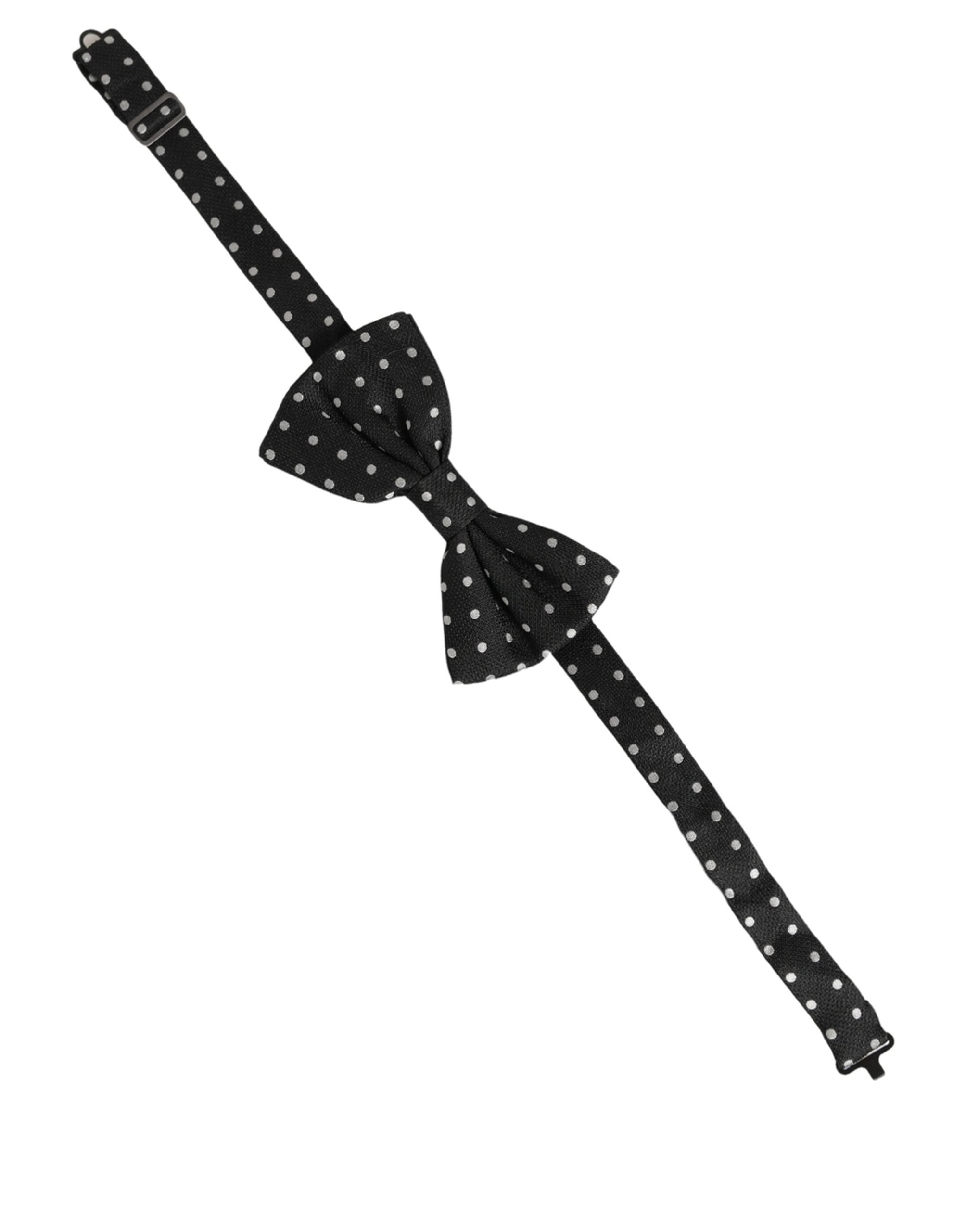 Dolce & Gabbana Black White Polka Dot Adjustable Neck Papillon Bow Tie Dolce & Gabbana