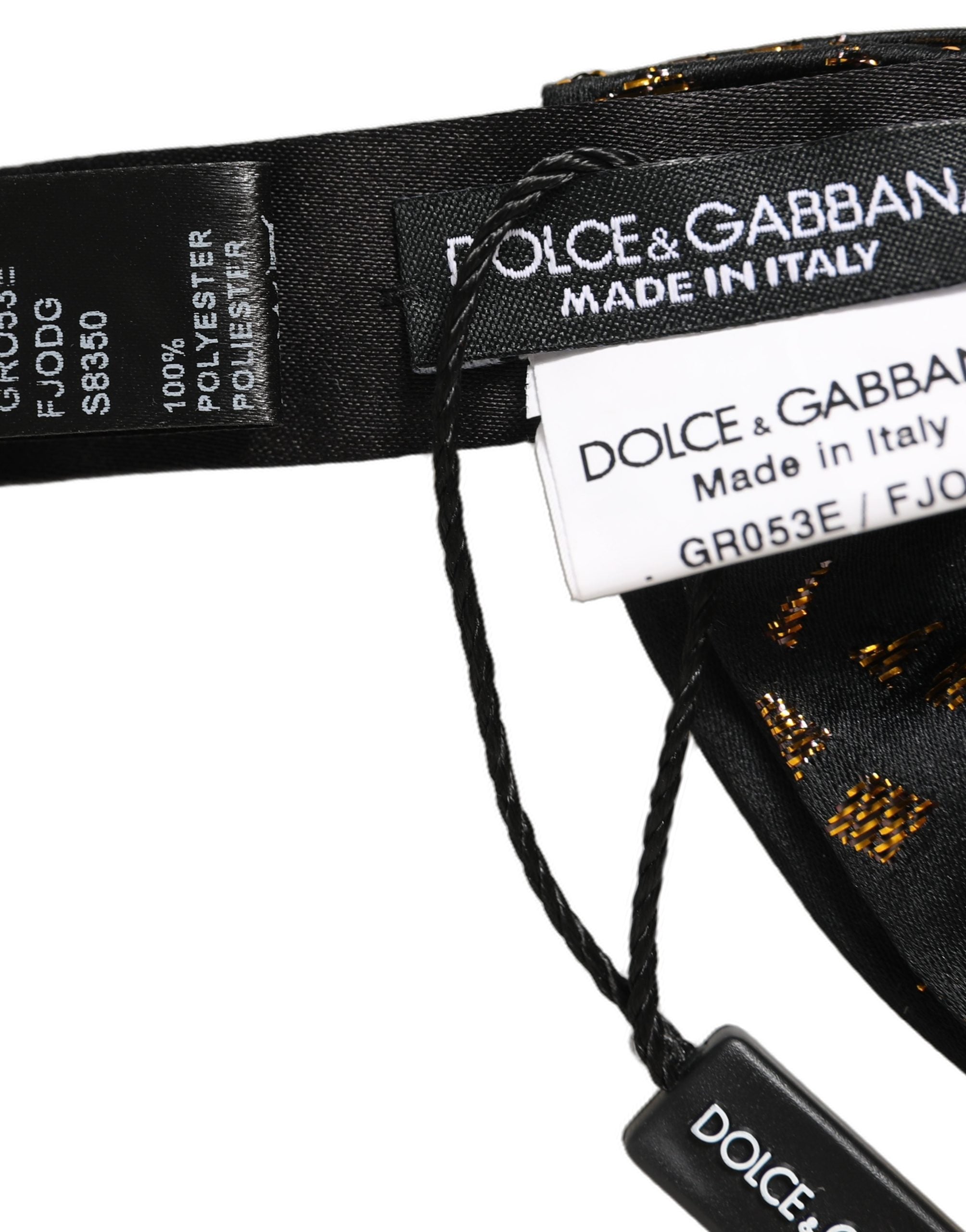Dolce & Gabbana Black Gold Speckle Pattern Adjustable Neck Papillon Bow Tie Dolce & Gabbana