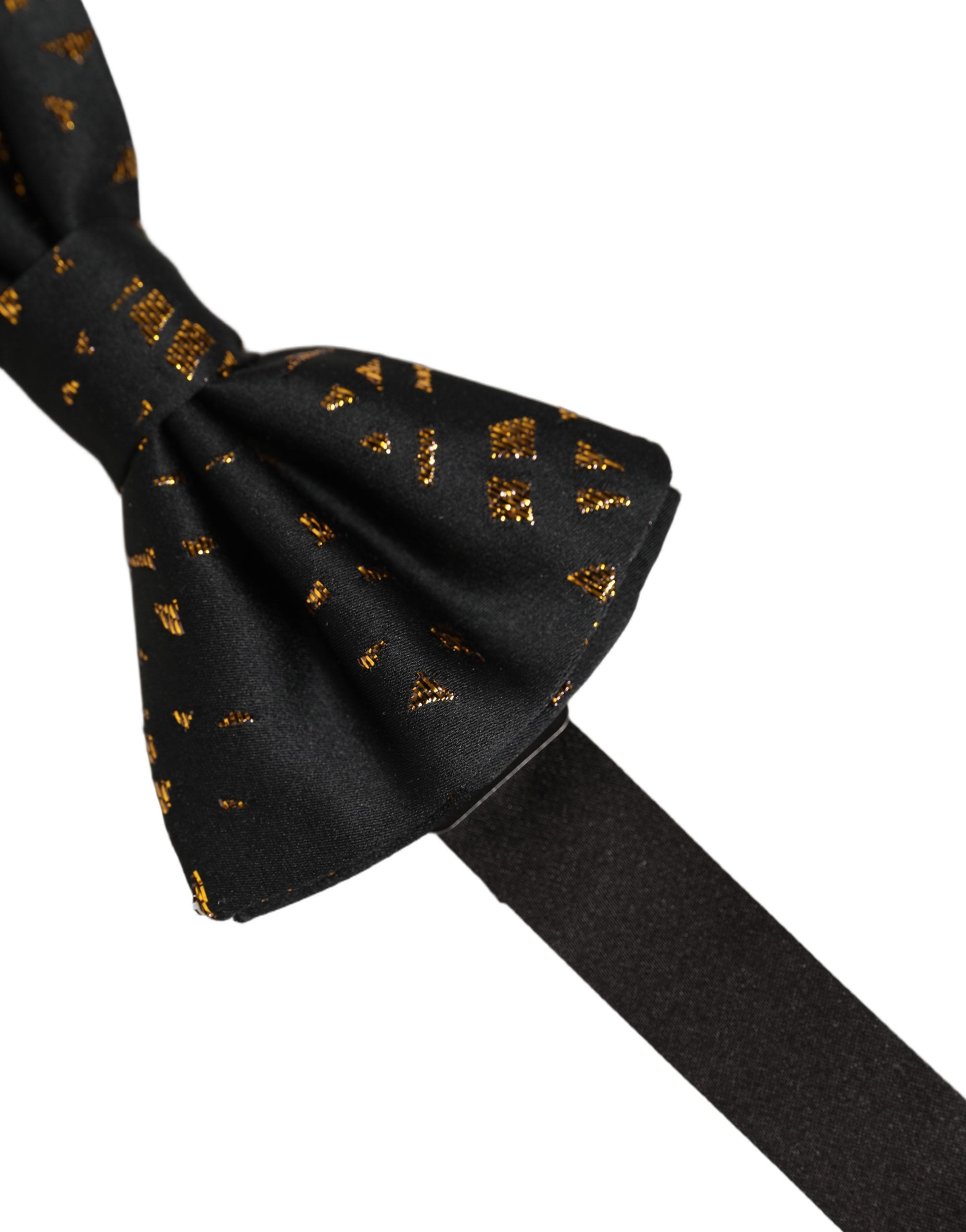 Dolce & Gabbana Black Gold Speckle Pattern Adjustable Neck Papillon Bow Tie Dolce & Gabbana
