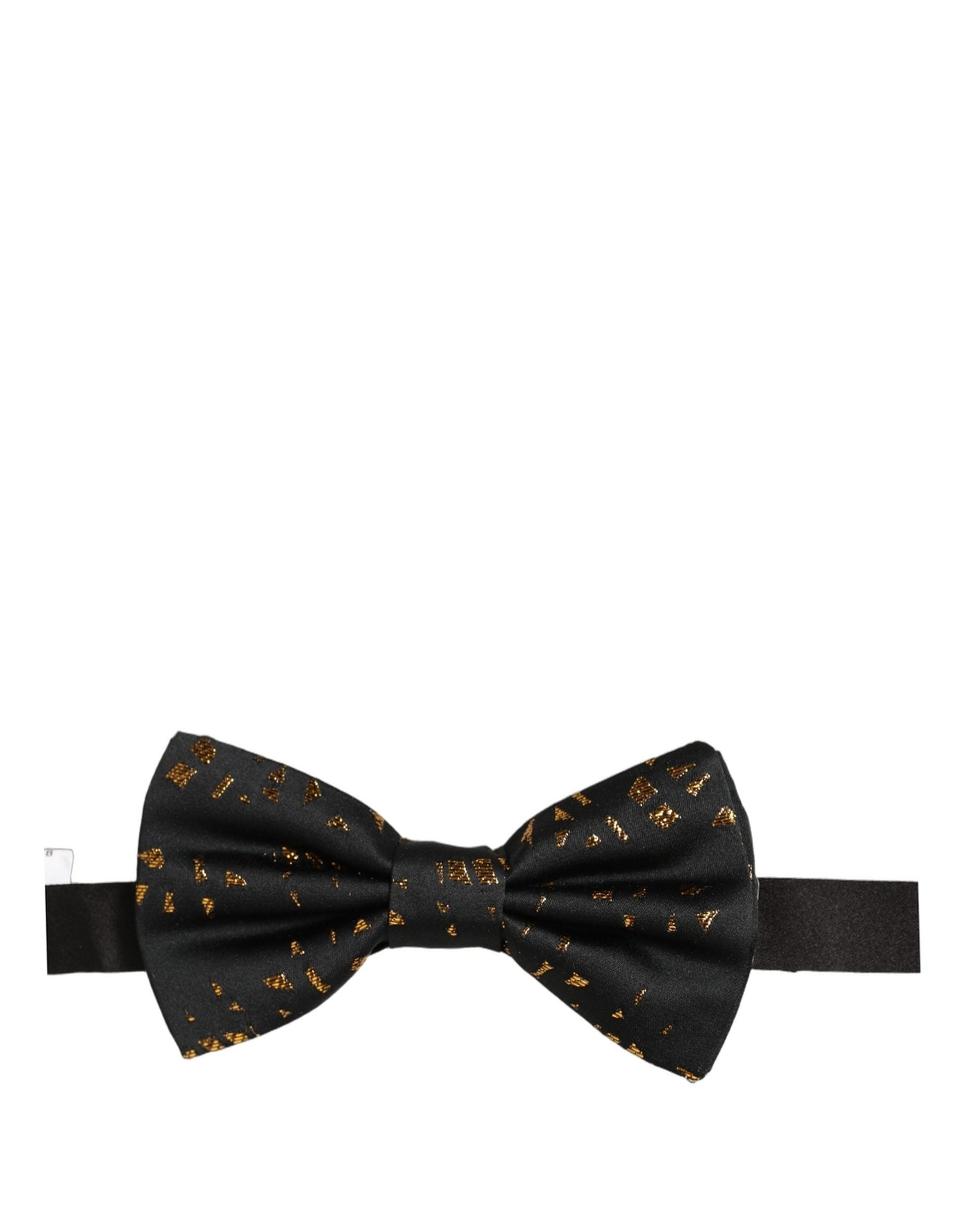 Dolce & Gabbana Black Gold Speckle Pattern Adjustable Neck Papillon Bow Tie Dolce & Gabbana