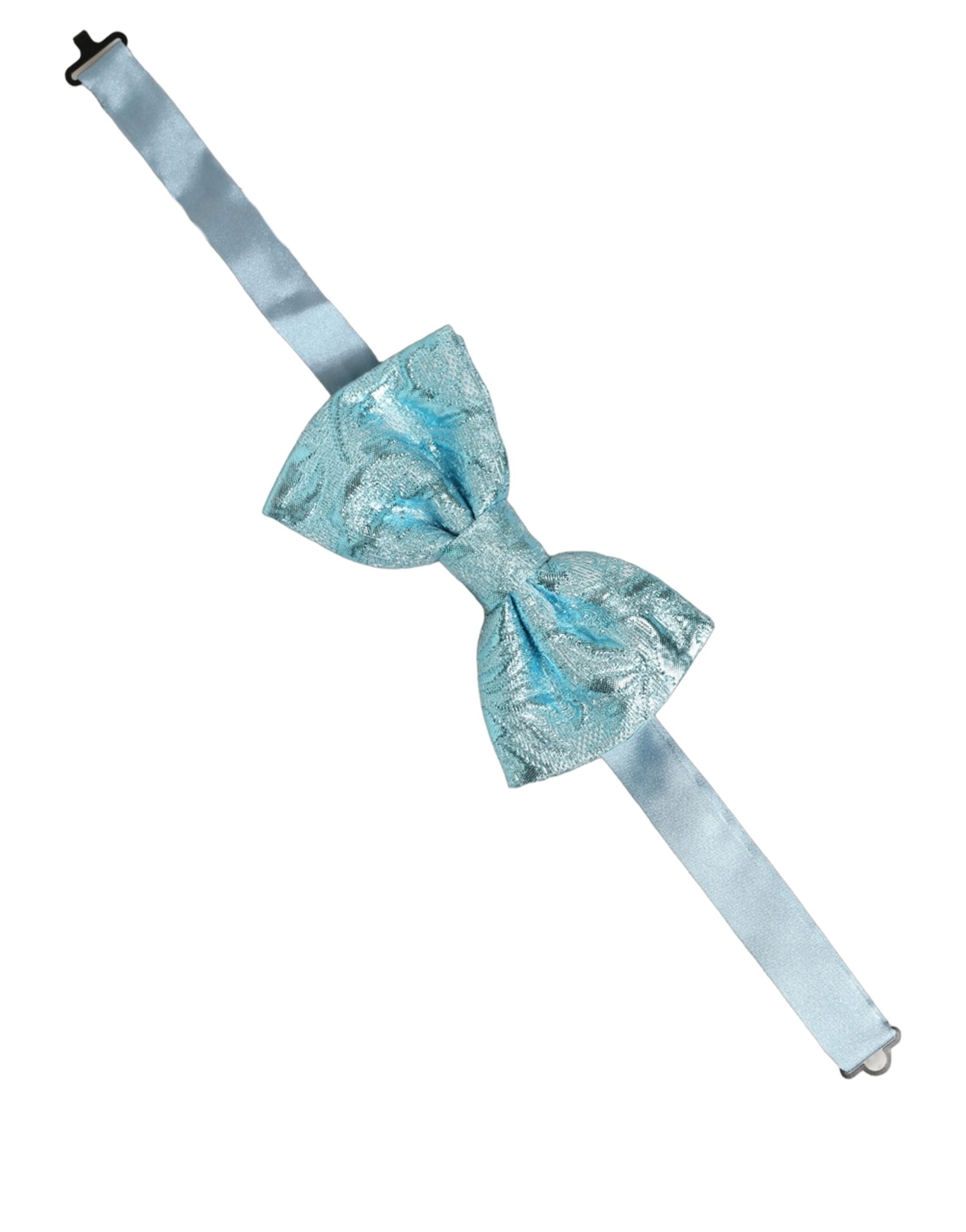 Dolce & Gabbana Light Blue Floral Brocade Adjustable Neck Papillon Bow Tie Dolce & Gabbana