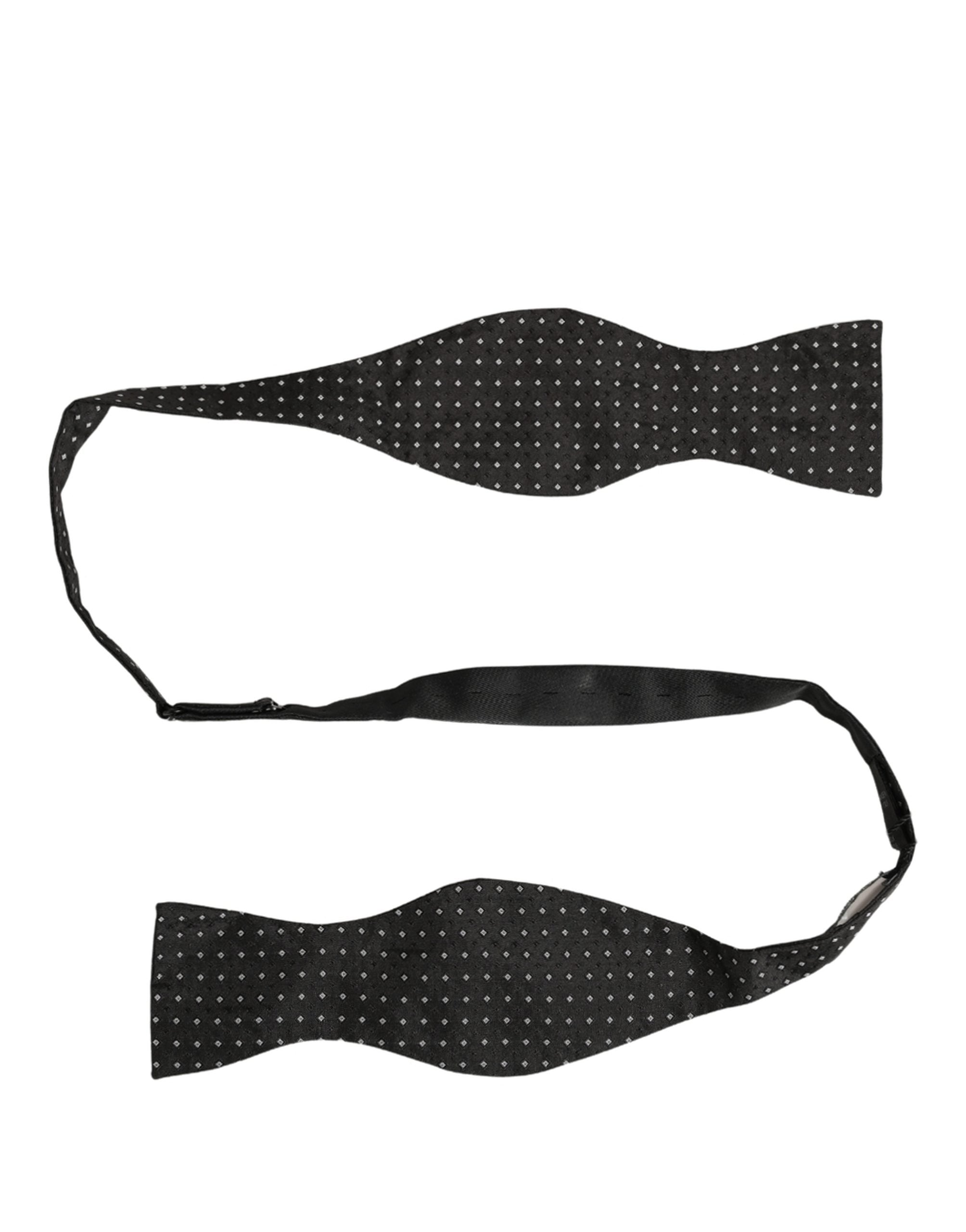 Dolce & Gabbana Black White Polka Dot Adjustable Neck Papillon Bow Tie Dolce & Gabbana