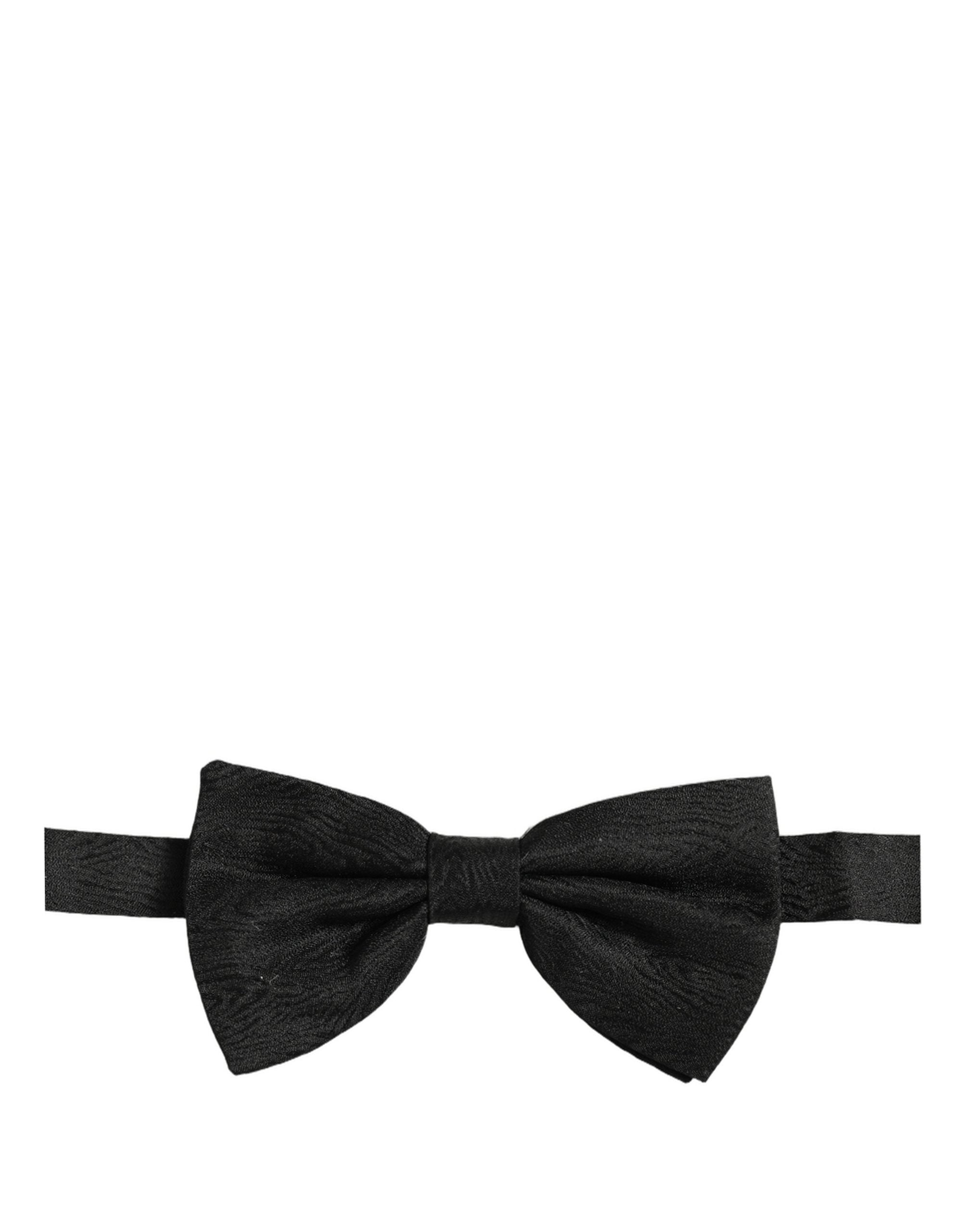 Dolce & Gabbana Men Black Silk Brocade Adjustable Neck Papillon Bow Tie Dolce & Gabbana