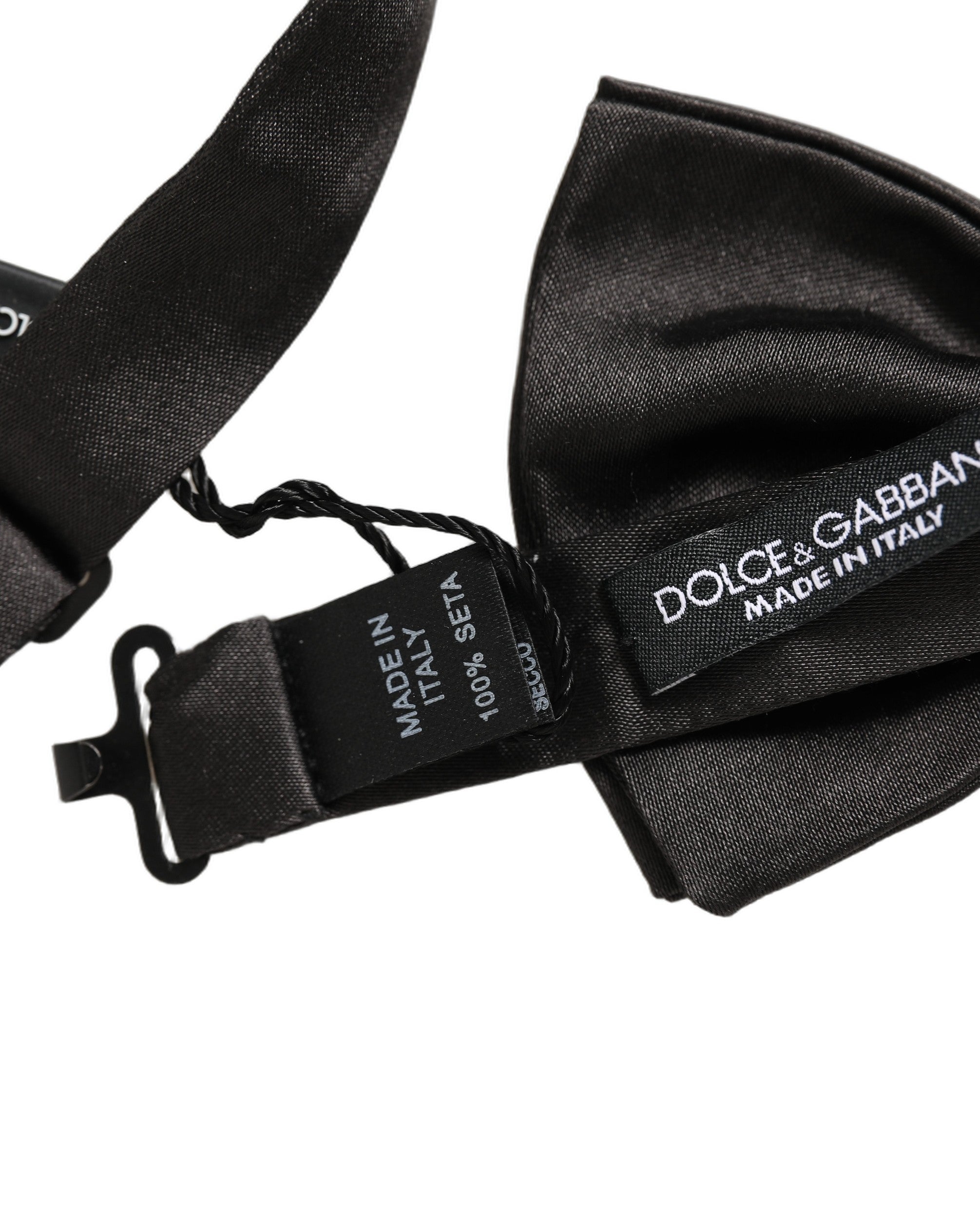 Dolce & Gabbana Men Black 100% Silk Adjustable Neck Papillon Bow Tie Dolce & Gabbana