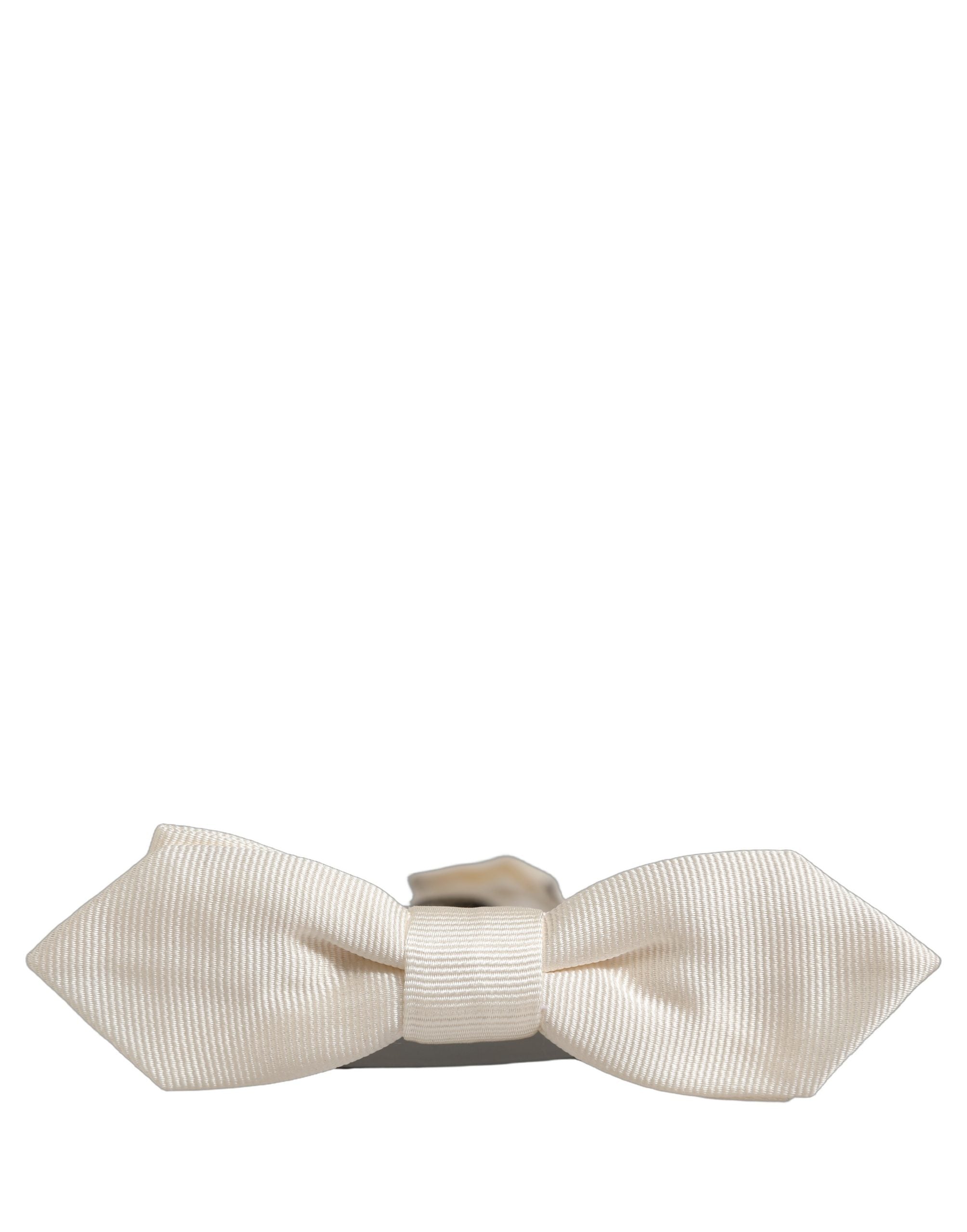 Dolce & Gabbana Men White 100% Silk Adjustable Neck Papillon Bow Tie Dolce & Gabbana