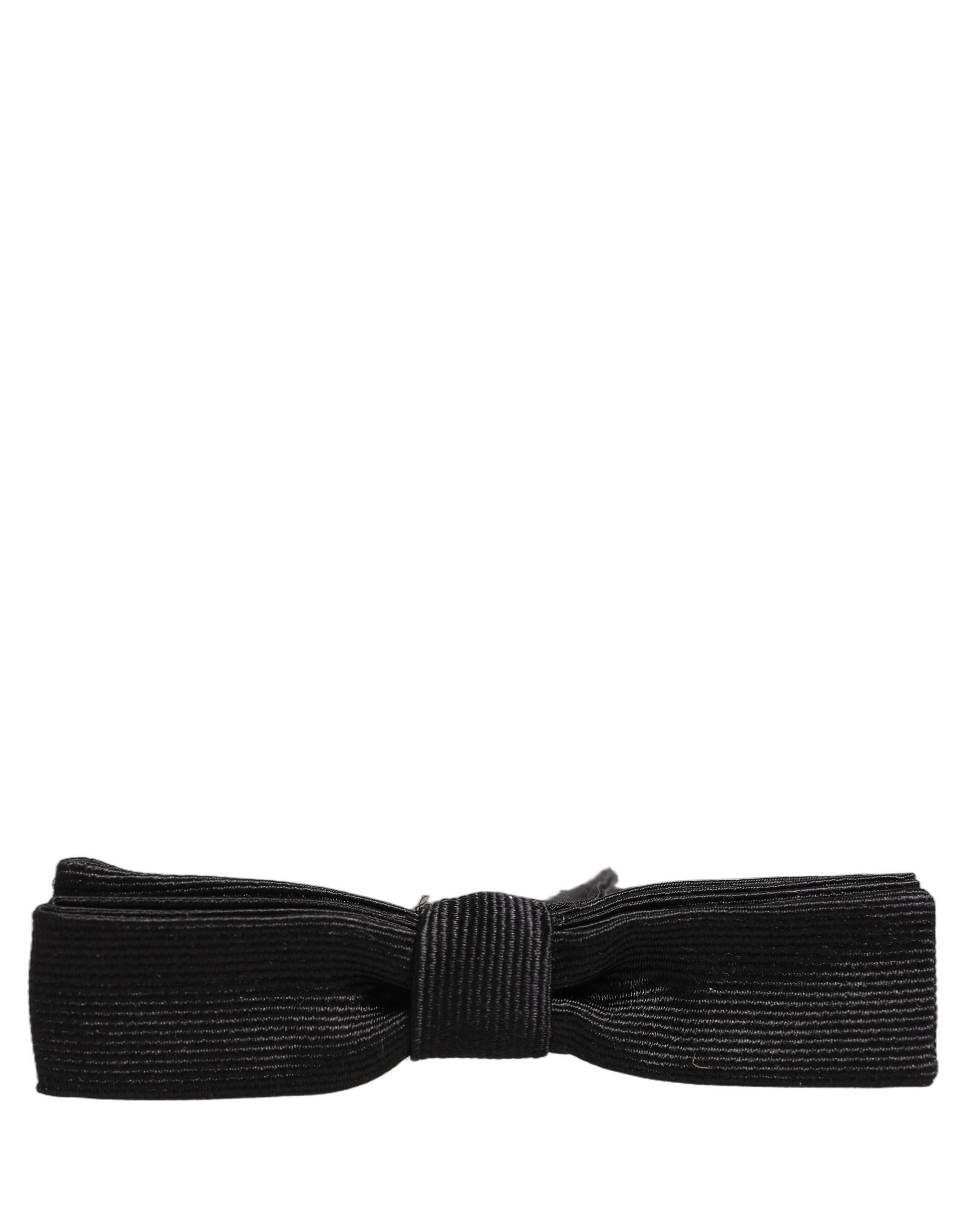 Dolce & Gabbana Men Black 100% SIlk Adjustable Neck Papillon Bow Tie Dolce & Gabbana