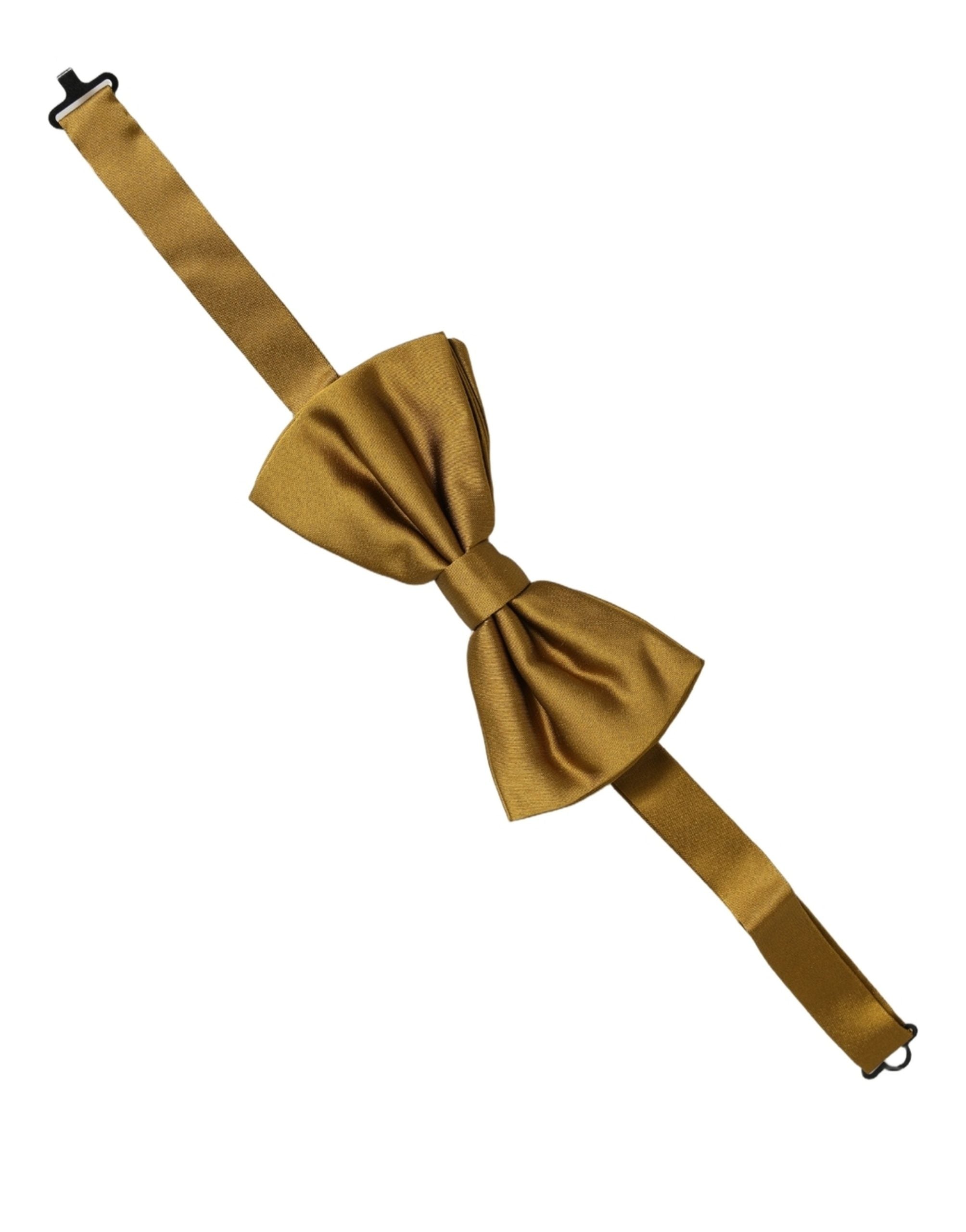Dolce & Gabbana Men Mustard 100% Silk Adjustable Neck Papillon Bow Tie Dolce & Gabbana