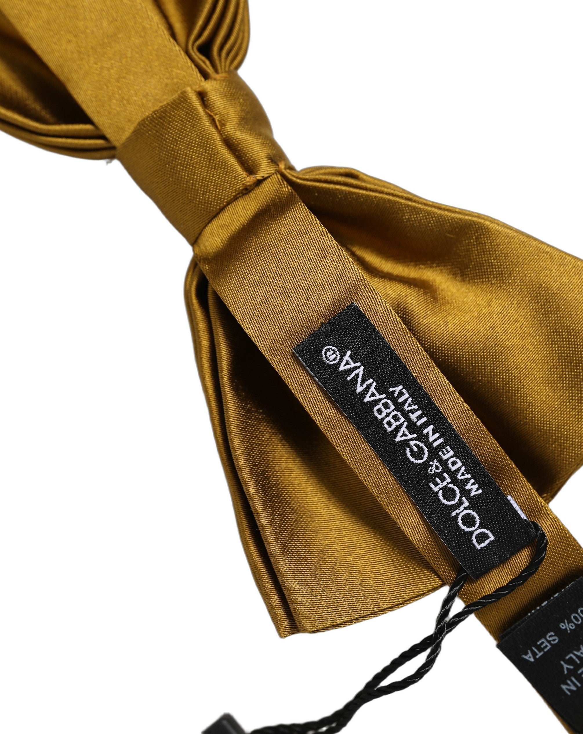 Dolce & Gabbana Men Mustard 100% Silk Adjustable Neck Papillon Bow Tie Dolce & Gabbana