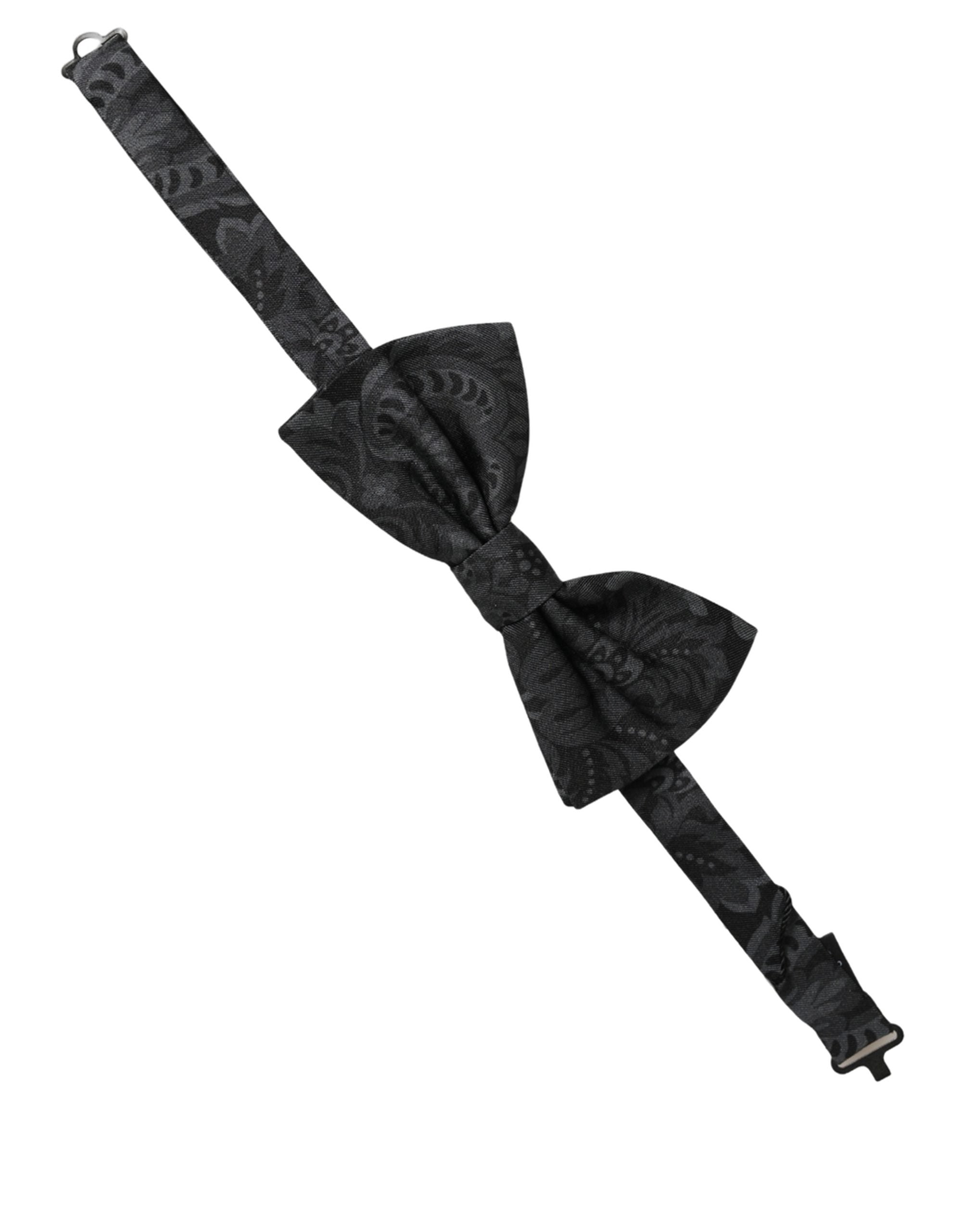 Dolce & Gabbana Men Black Paisley SIlk Adjustable Neck Papillon Bow Tie Dolce & Gabbana