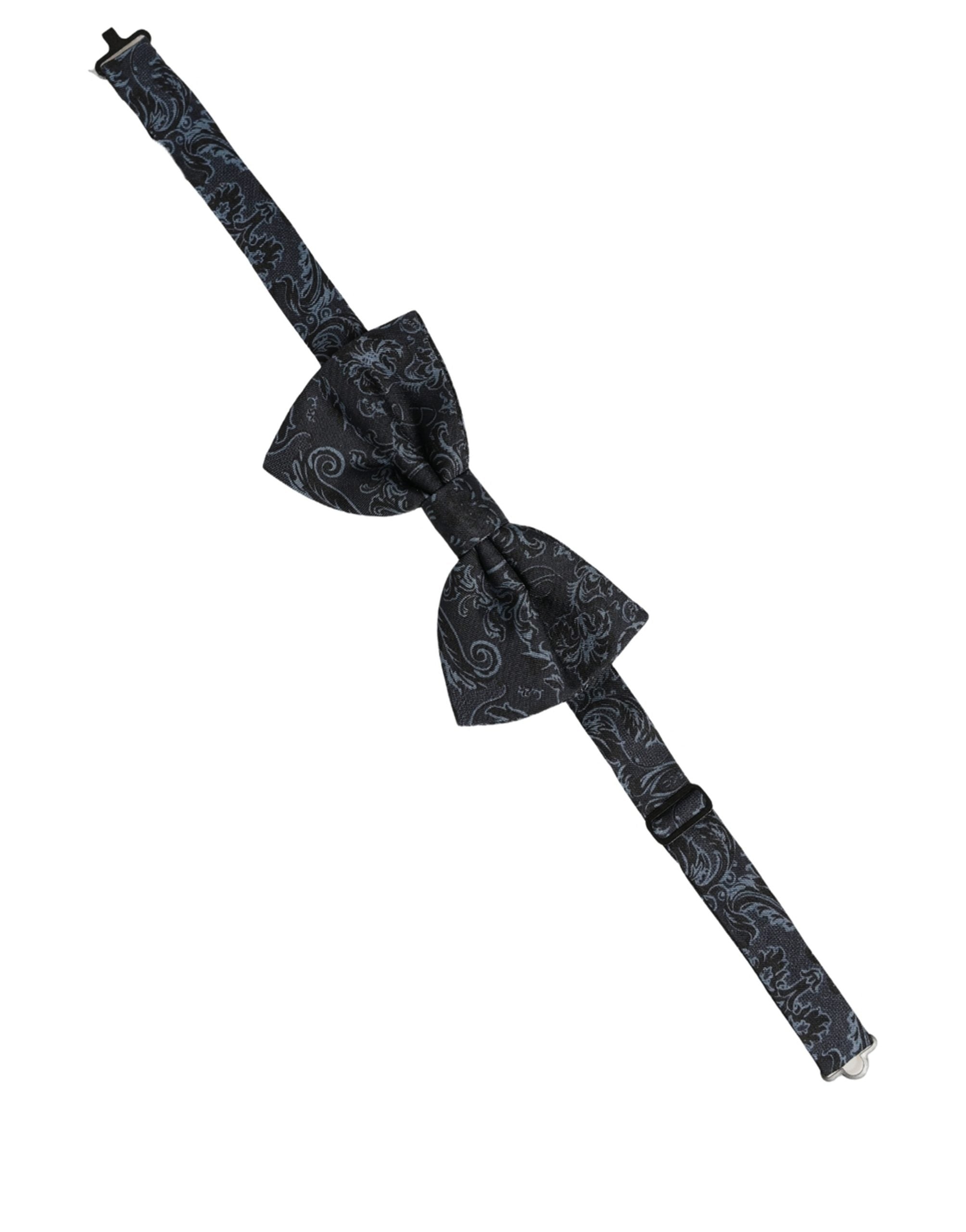 Dolce & Gabbana Men Black Blue Paisley Adjustable Neck Papillon Bow Tie Dolce & Gabbana
