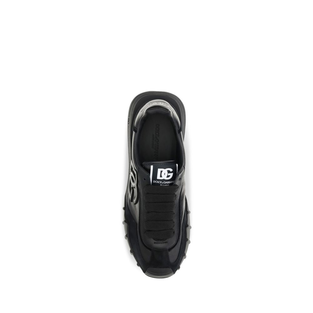Dolce & Gabbana Black Calf Leather Bos Taurus Athletic Sneakers Dolce & Gabbana
