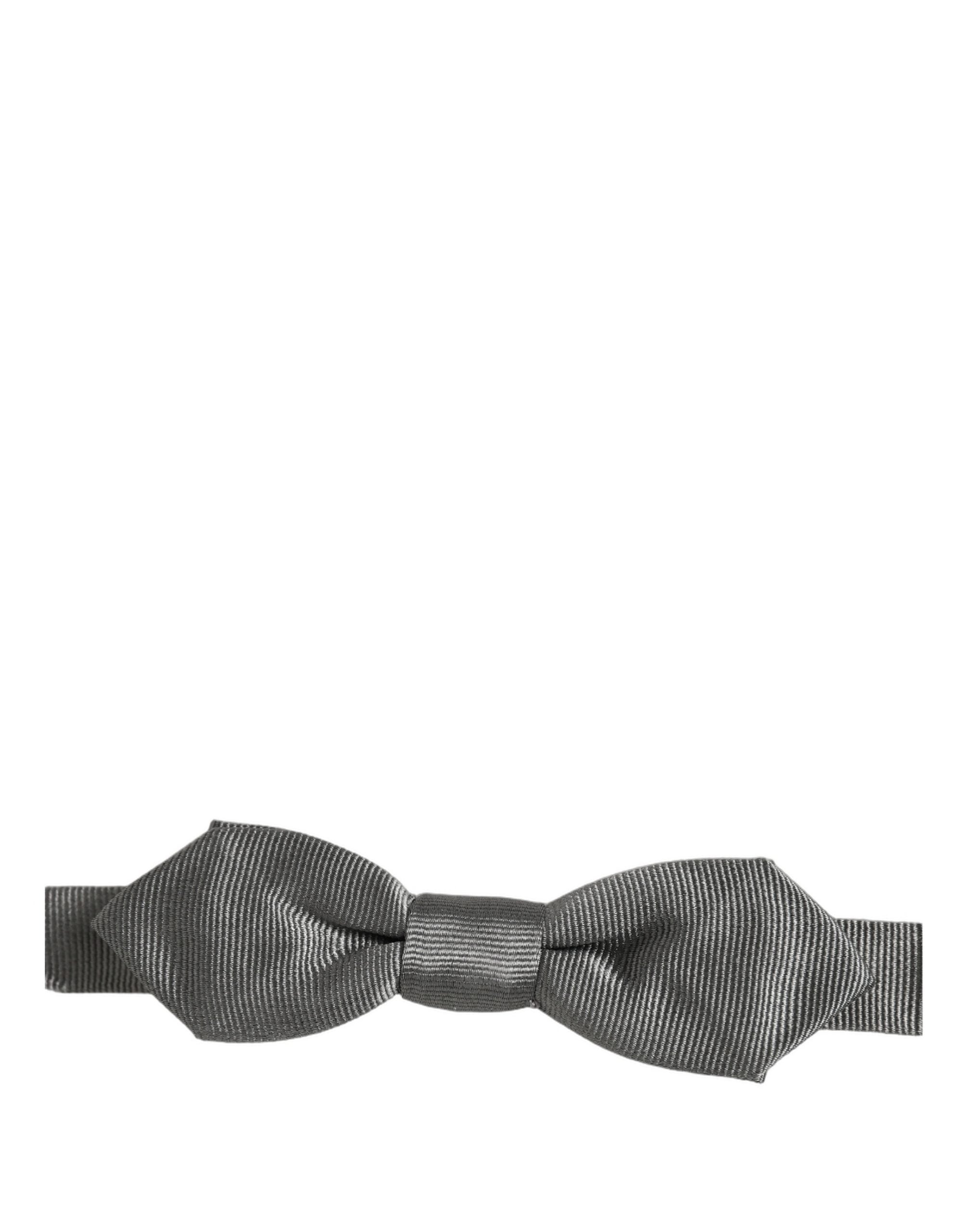 Dolce & Gabbana Men Gray 100% Silk Adjustable Neck Papillon Bow Tie Dolce & Gabbana