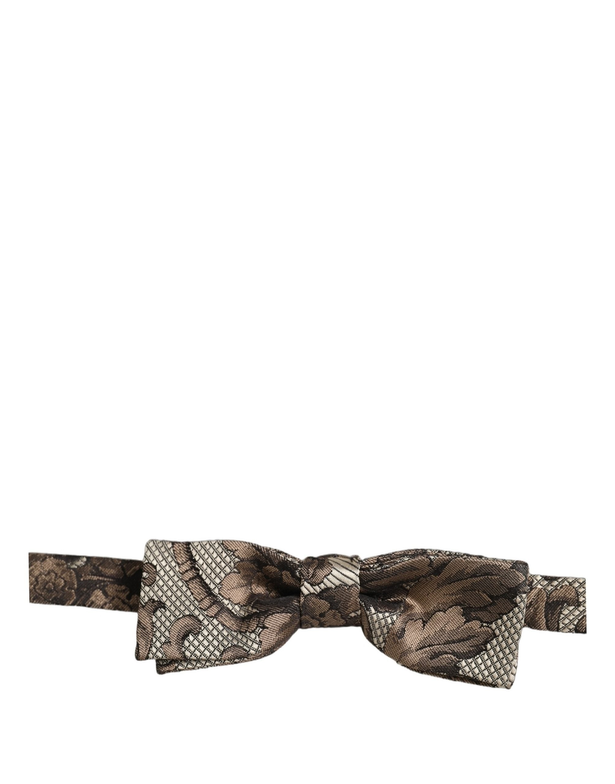 Dolce & Gabbana Men Brown Beige Floral Adjustable Neck Papillon Bow Tie Dolce & Gabbana