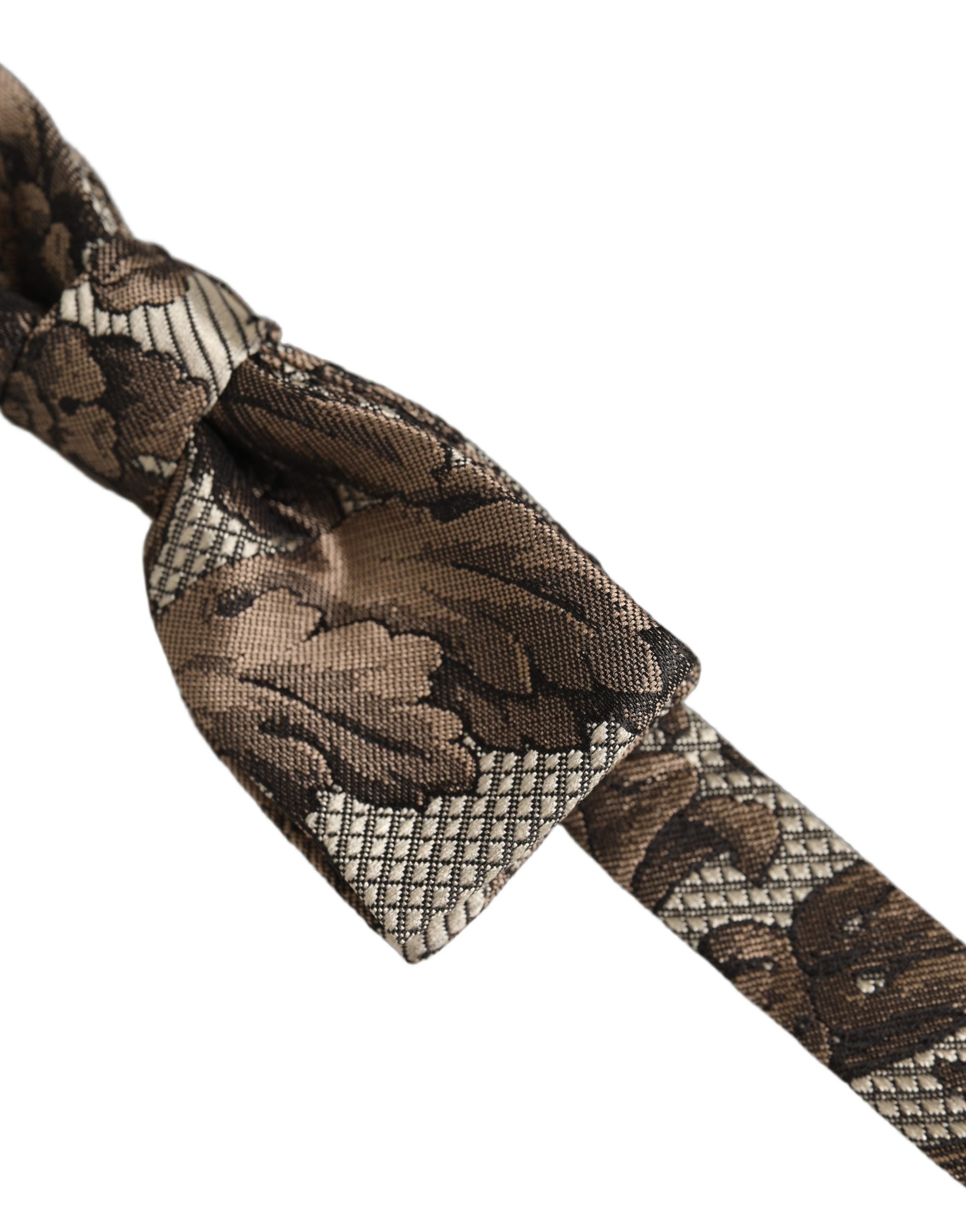Dolce & Gabbana Men Brown Beige Floral Adjustable Neck Papillon Bow Tie Dolce & Gabbana