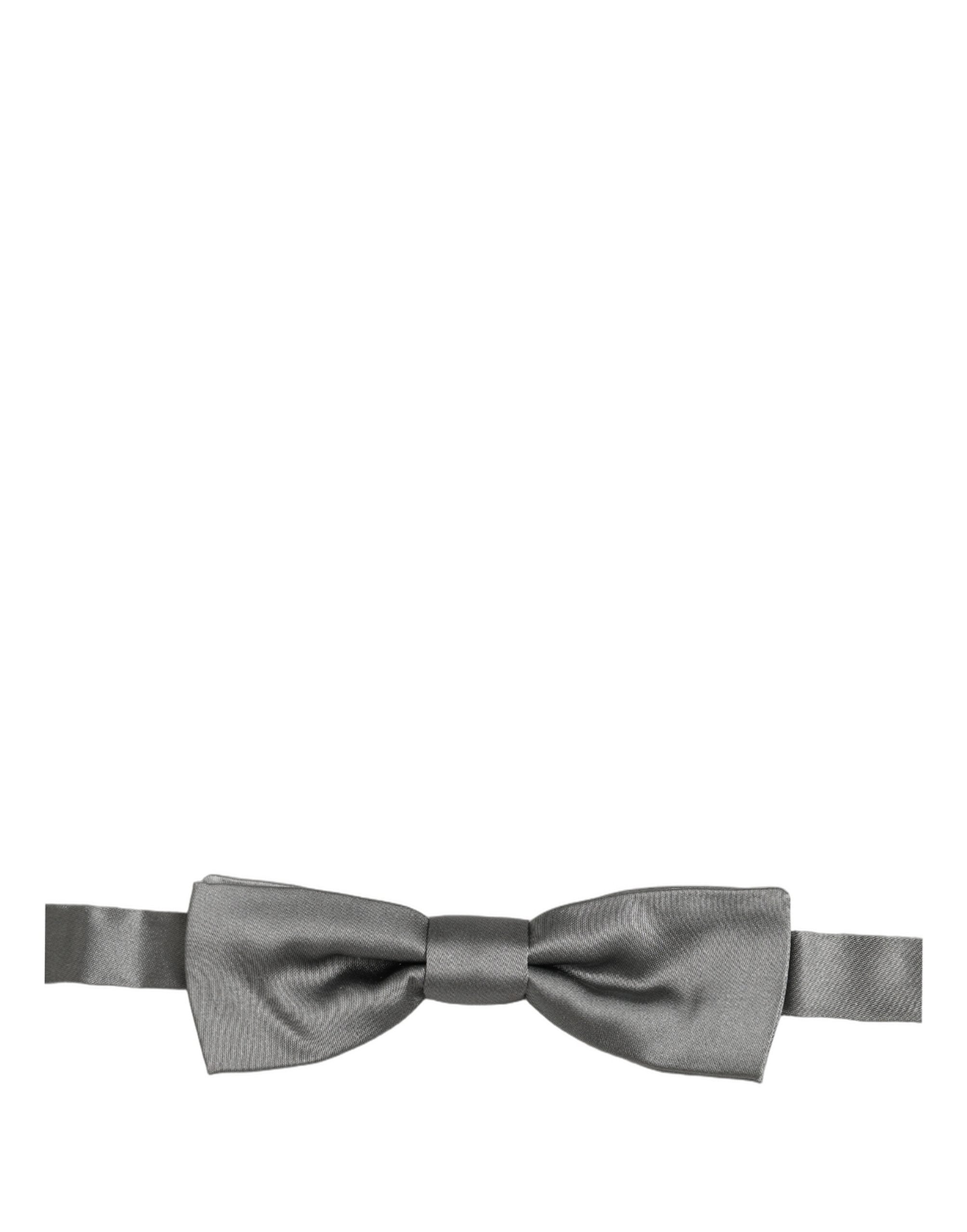 Dolce & Gabbana Men Gray 100% Silk Adjustable Neck Papillon Bow Tie Dolce & Gabbana