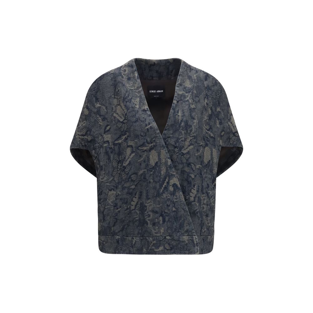 Giorgio Armani Blue Cotton Denim Jacket Giorgio Armani