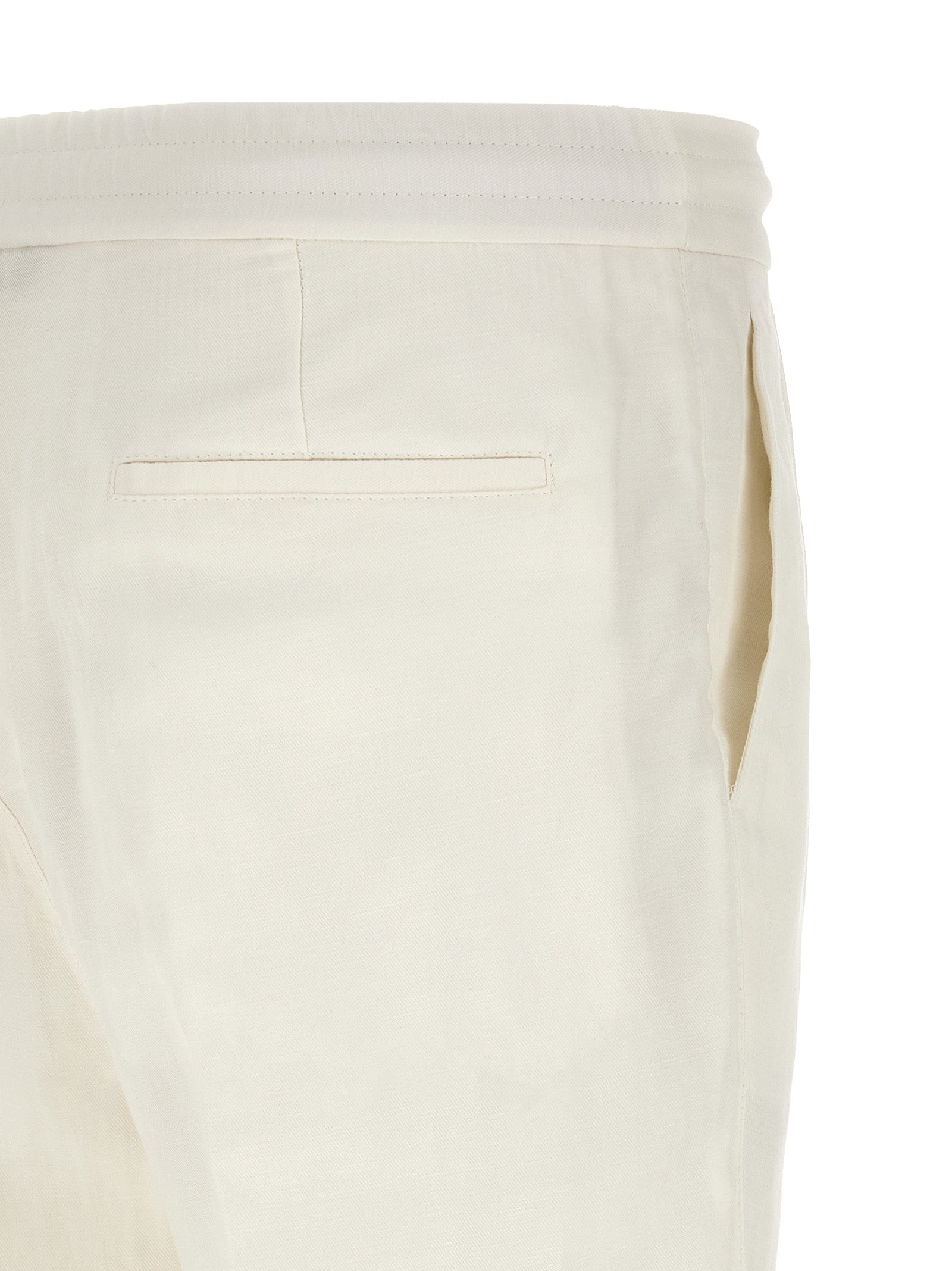 Brunello Cucinelli White Linen Casual Pants Brunello Cucinelli
