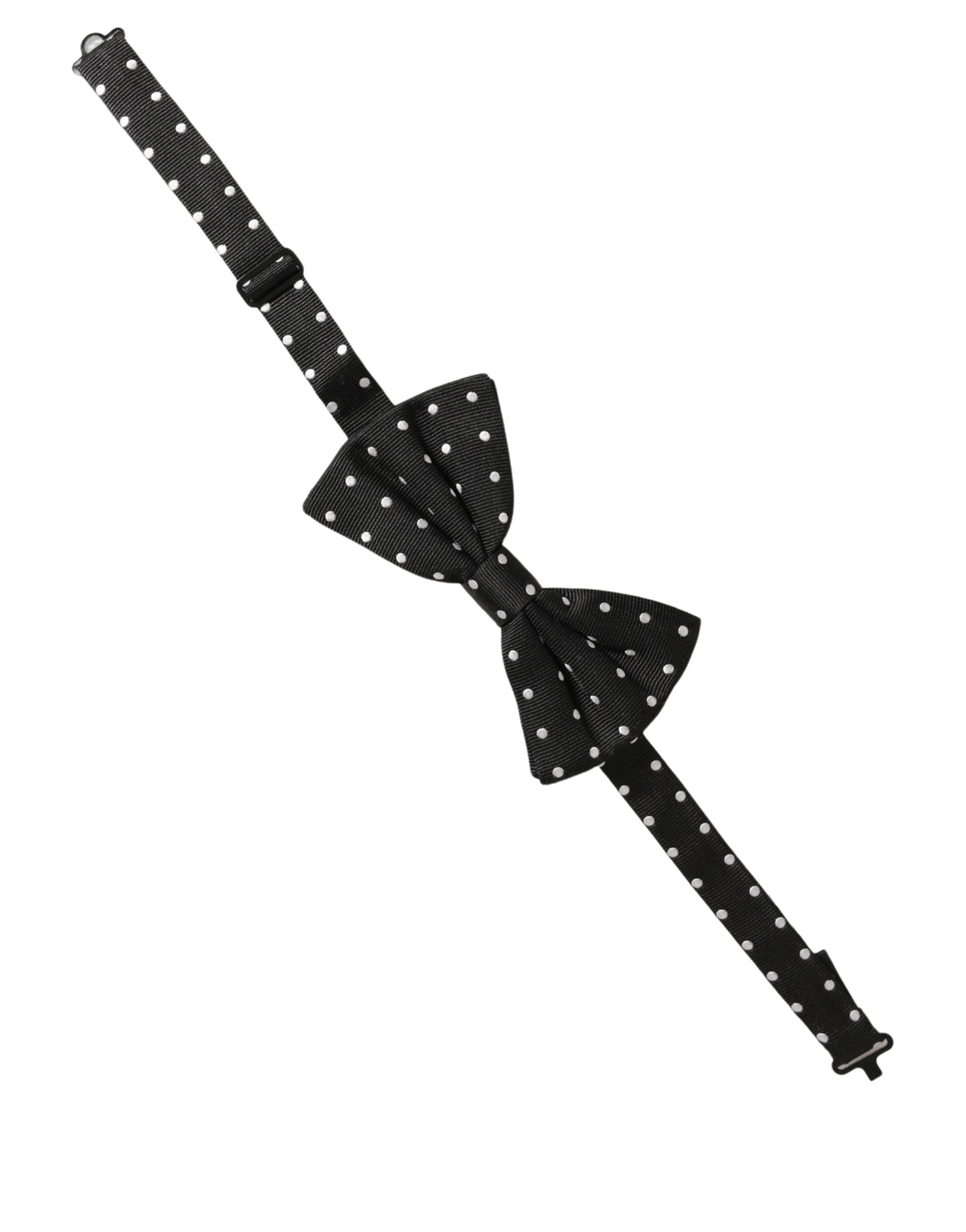 Dolce & Gabbana Black White Polka Dot Adjustable Neck Papillon Bow Tie Dolce & Gabbana