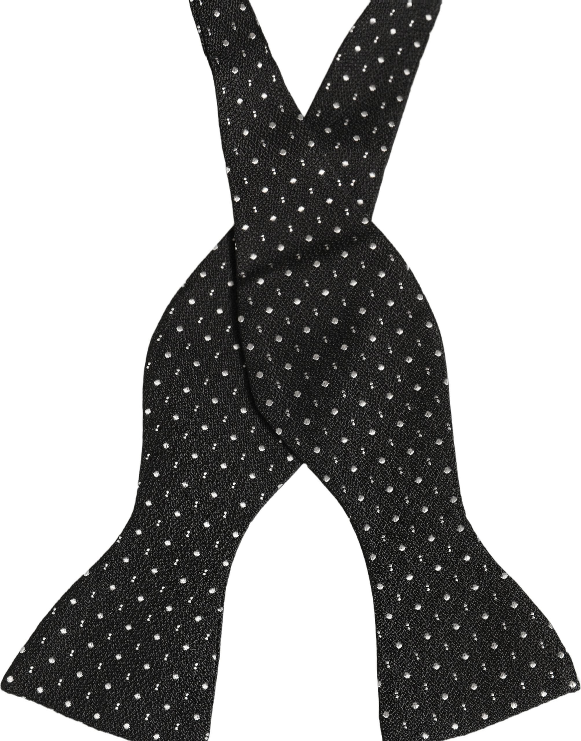 Dolce & Gabbana Black White Polka Dot Adjustable Neck Papillon Bow Tie Dolce & Gabbana