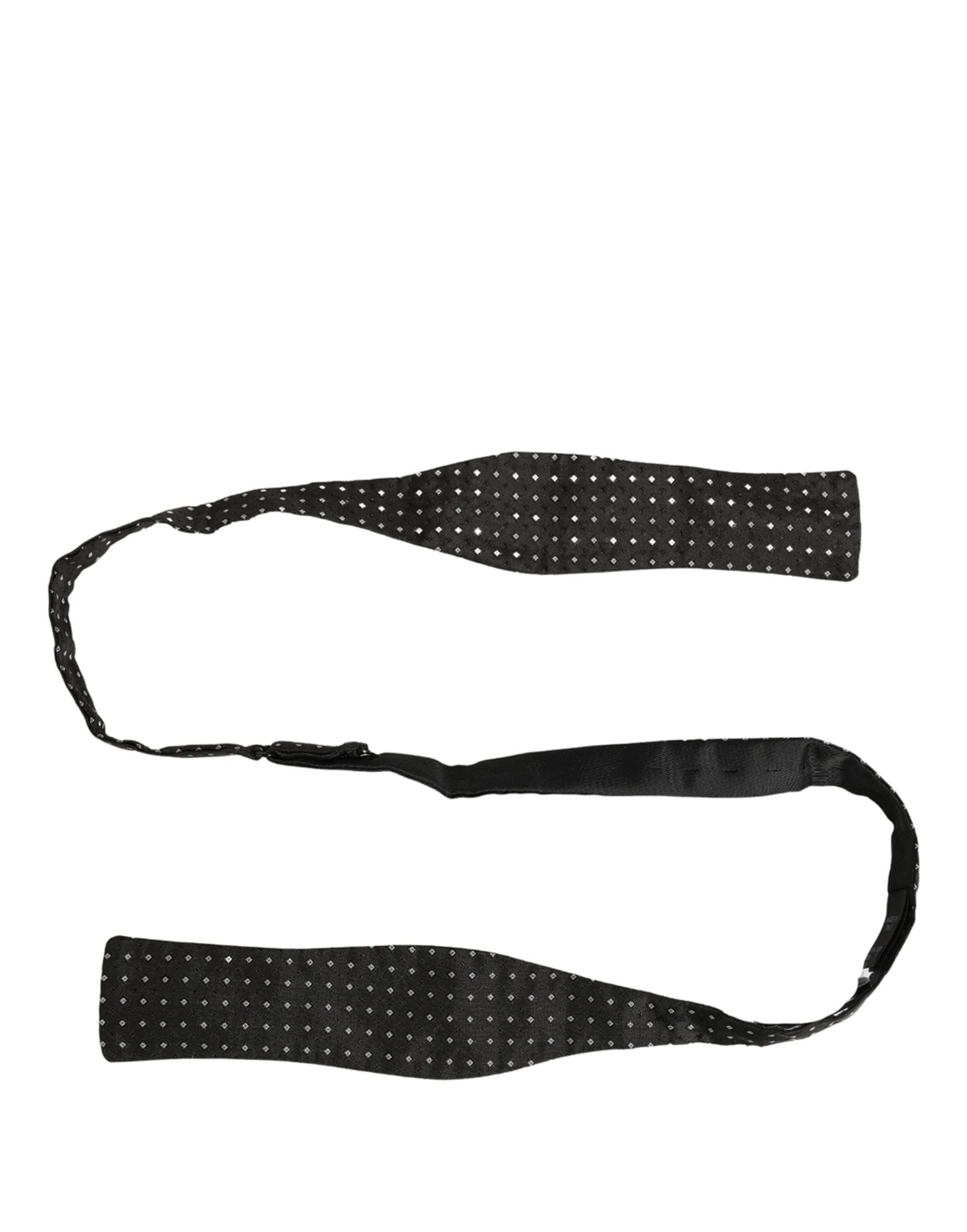 Dolce & Gabbana Black White Polka Dot Adjustable Neck Papillon Bow Tie Dolce & Gabbana