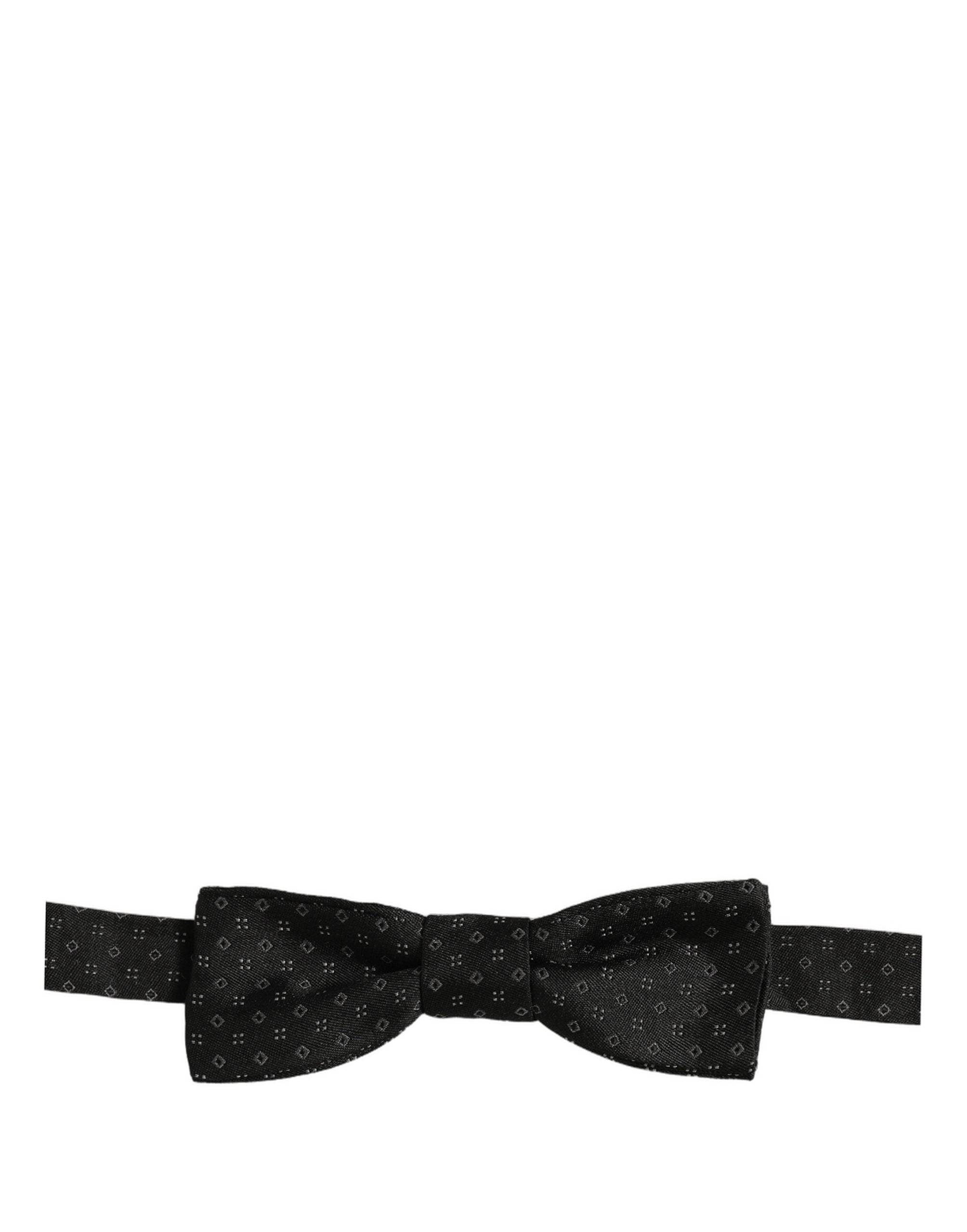 Dolce & Gabbana Black Diamond Pattern Adjustable Neck Papillon Bow Tie Dolce & Gabbana