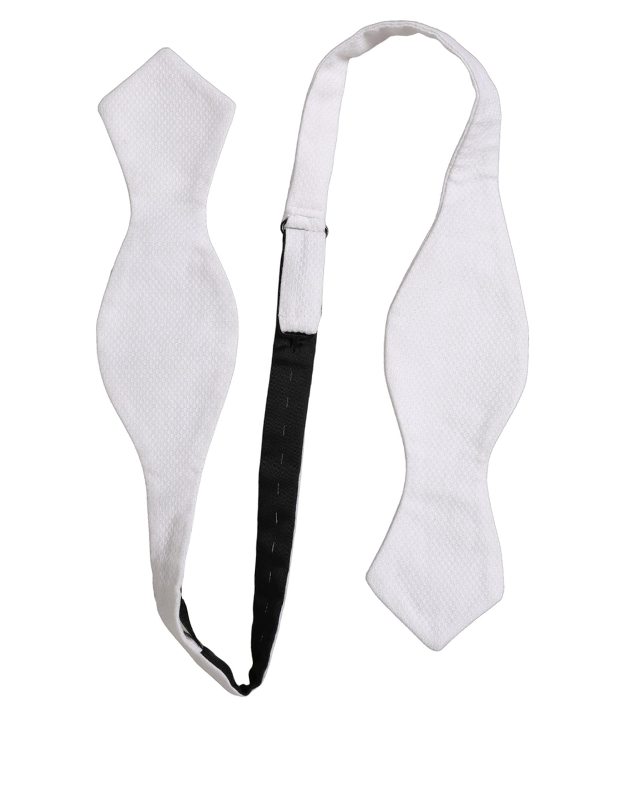 Dolce & Gabbana Men White 100% Silk Adjustable Neck Papillon Bow Tie Dolce & Gabbana
