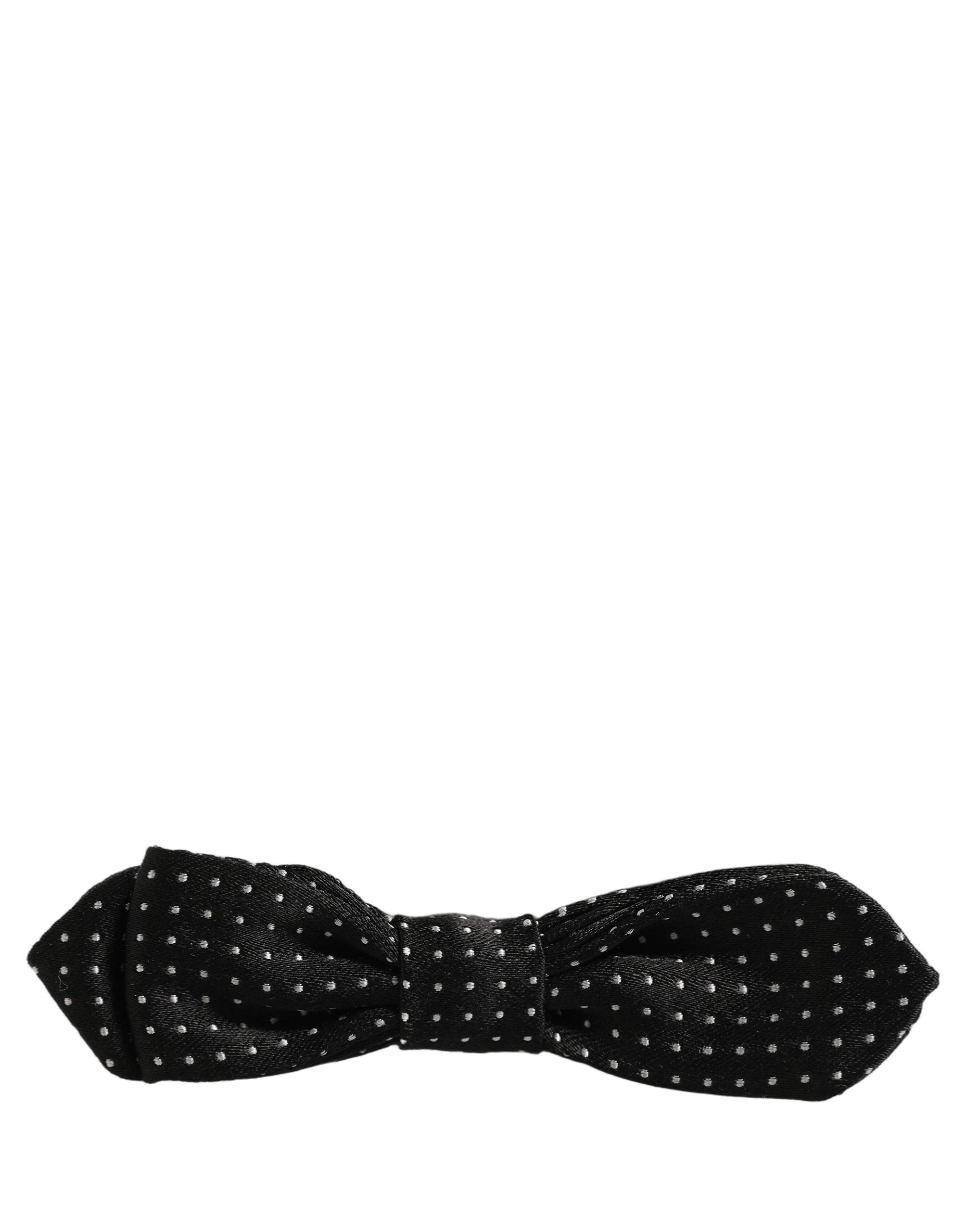 Dolce & Gabbana Black White Polka Dot Adjustable Neck Papillon Bow Tie Dolce & Gabbana