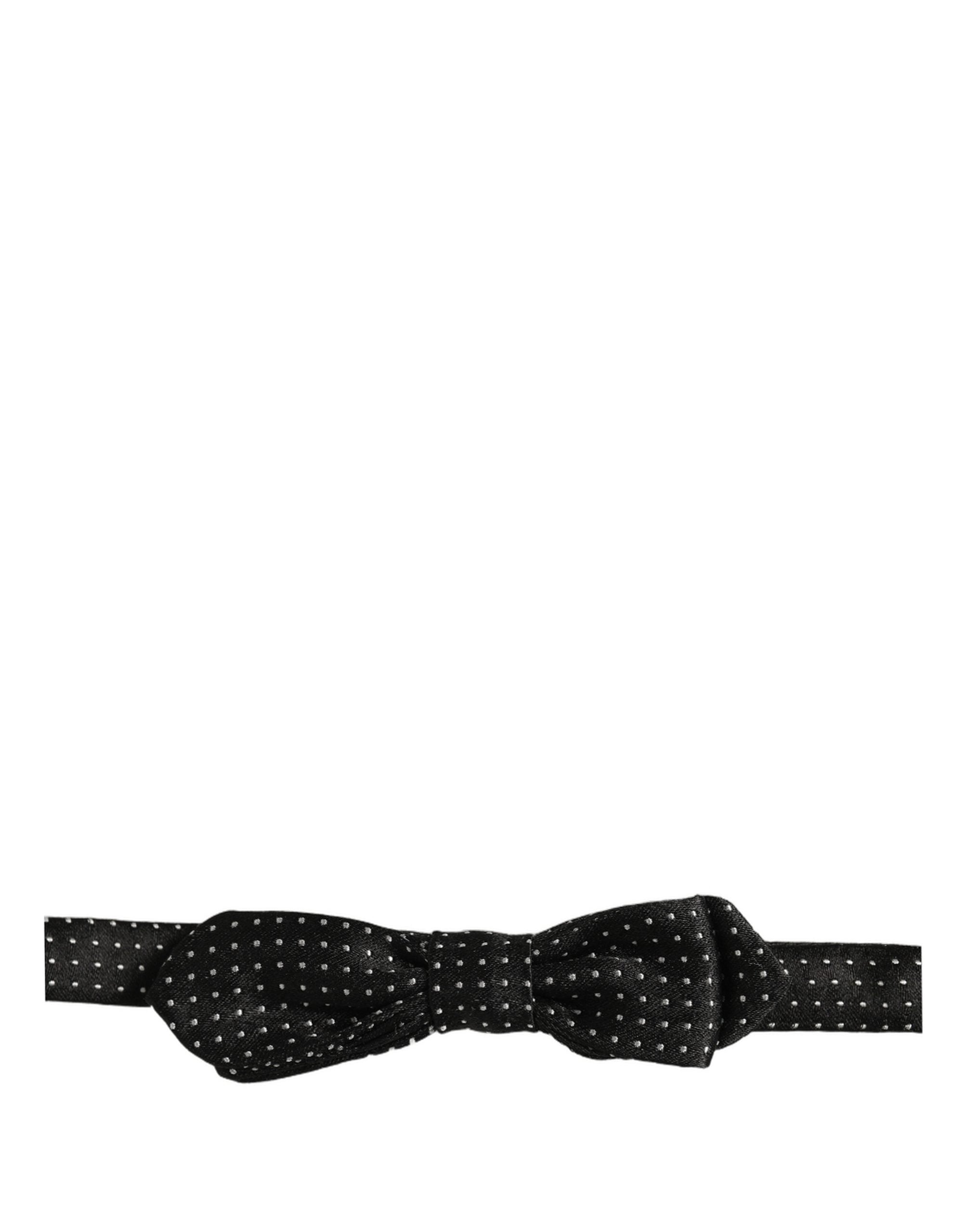 Dolce & Gabbana Black White Polka Dot Adjustable Neck Papillon Bow Tie Dolce & Gabbana