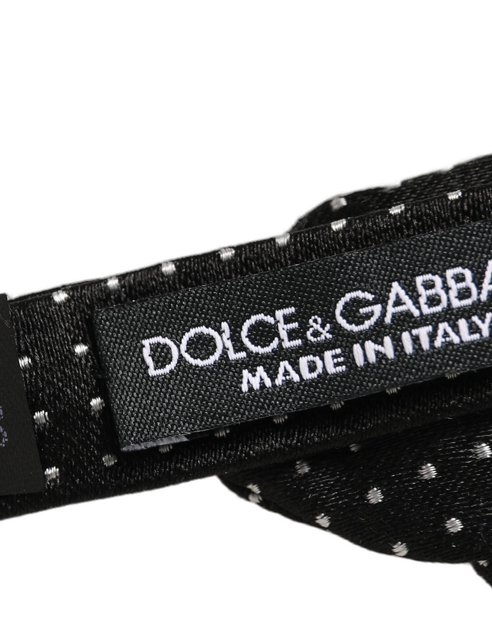 Dolce & Gabbana Black White Polka Dot Adjustable Neck Papillon Bow Tie Dolce & Gabbana