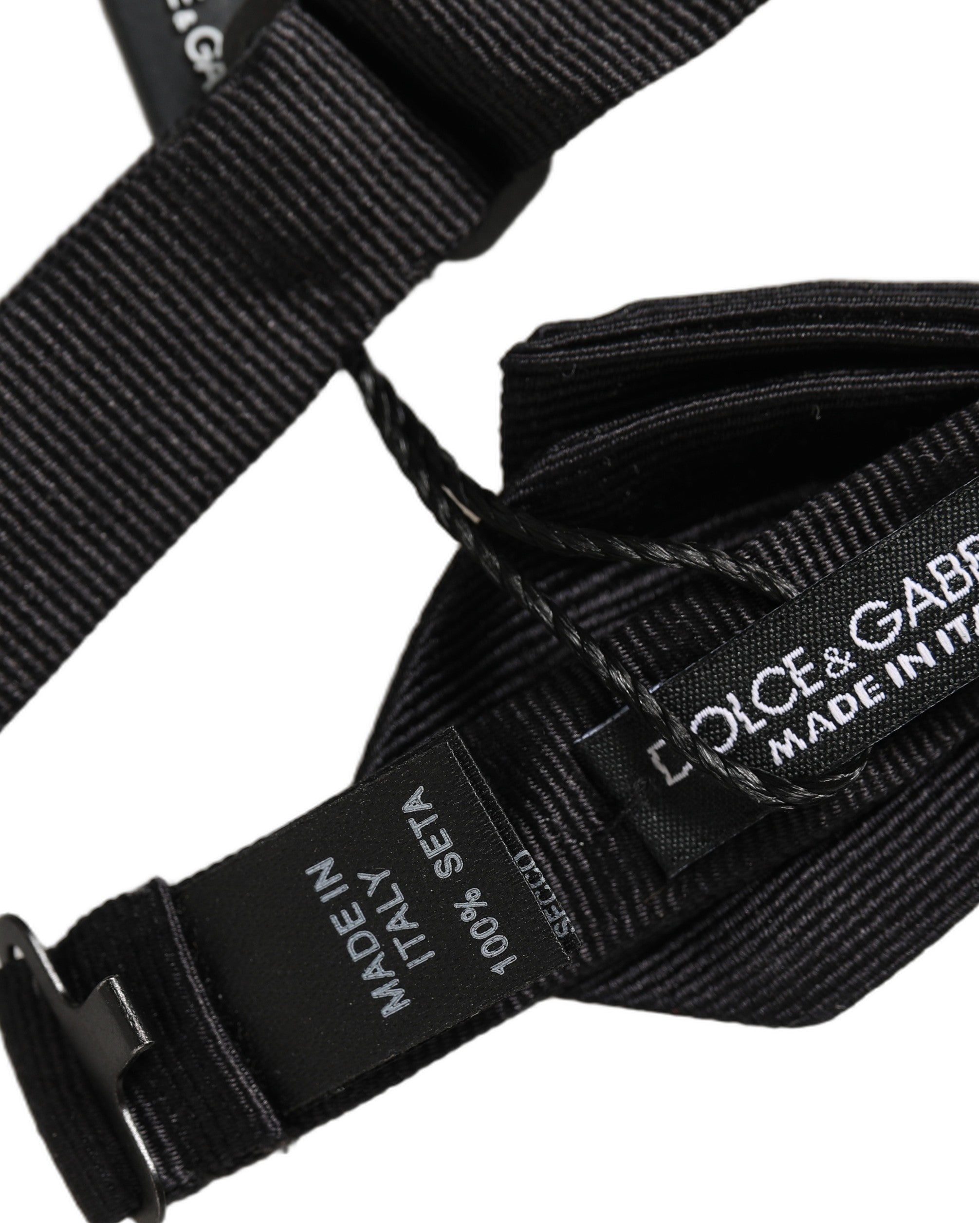 Dolce & Gabbana Men Black 100% Silk Adjustable Neck Papillon Bow Tie Dolce & Gabbana